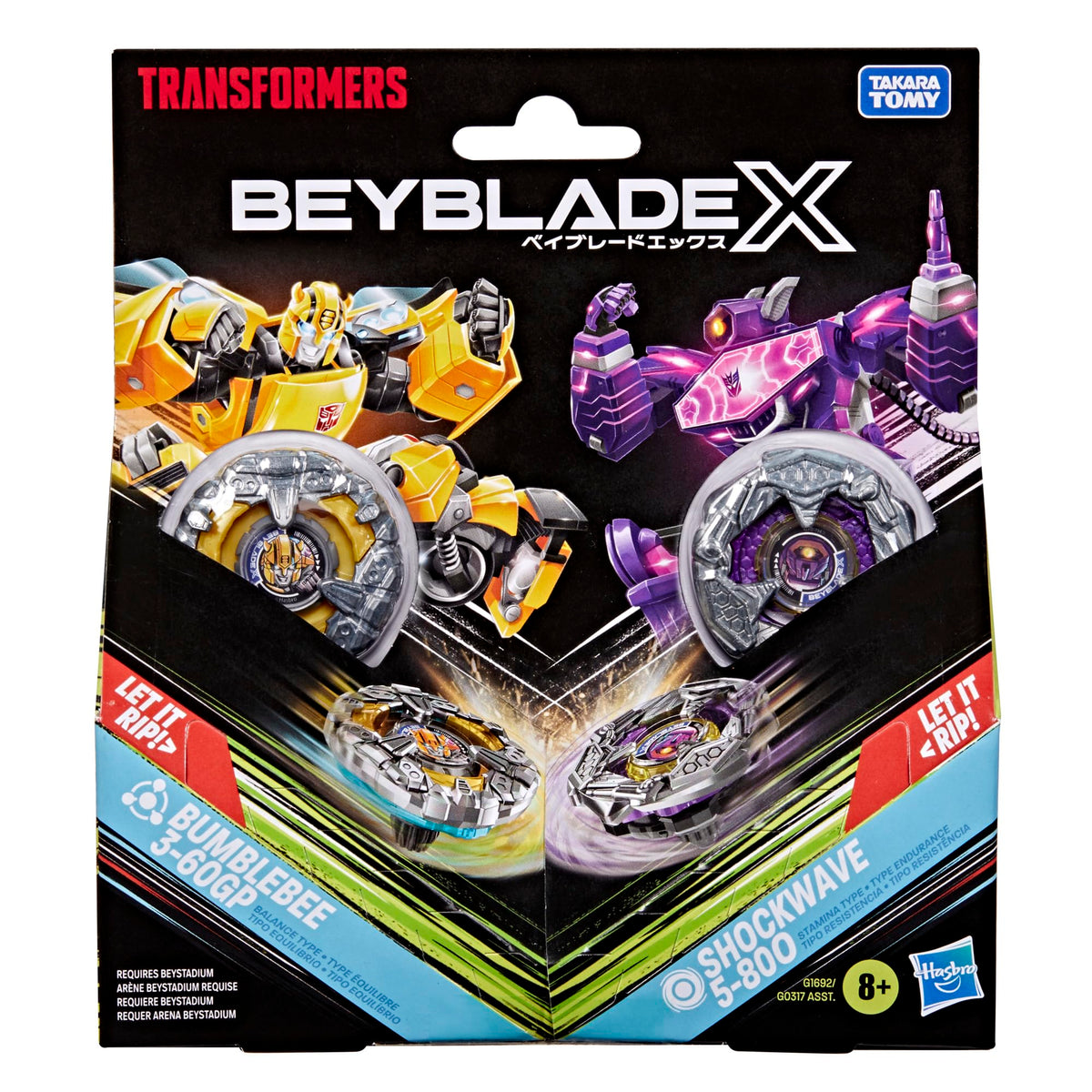 Beyblade X Transformers Collab Battling Tops - Bumblebee vs Shockwave, 2 Tops