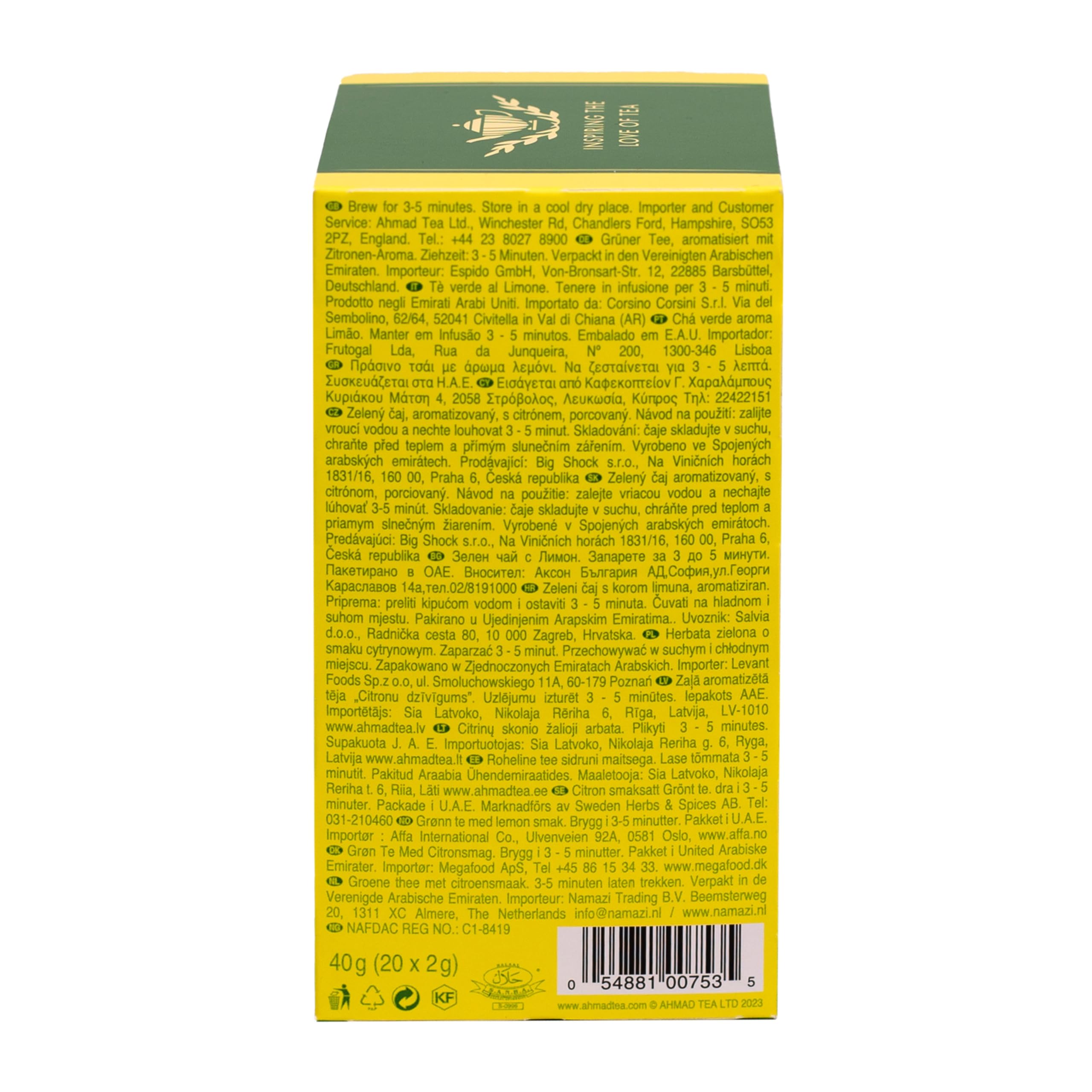 Ahmad Tea Lemon Vitality Green Tea | 20 Individually Foil-Wrapped Teabags | Fresh Citrus Green Tea Blend 3