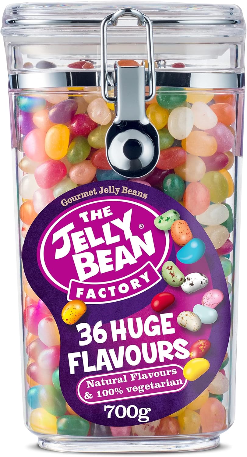 The Jelly Bean Factory 36 Huge Flavours, 700g Jar - Gourmet Jelly Beans Gift