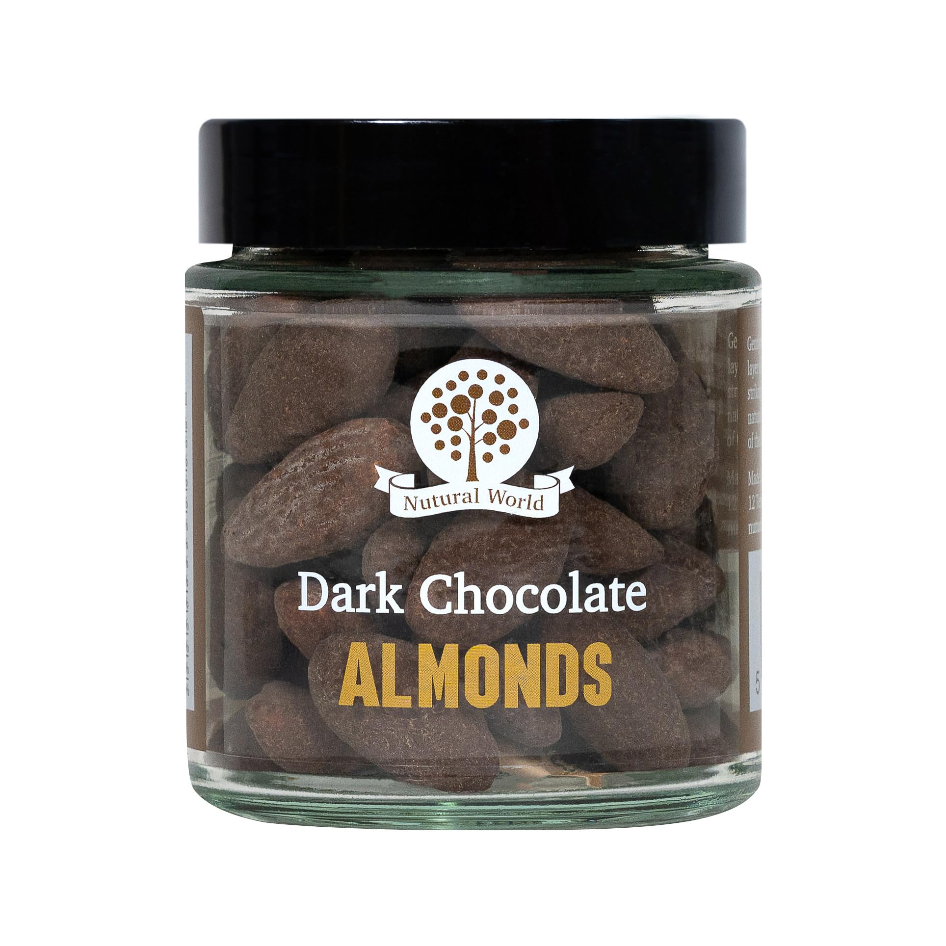 Nutural World Dark Chocolate Almonds 85g - Gently Roasted Almonds Covered in Rich Dark Chocolate