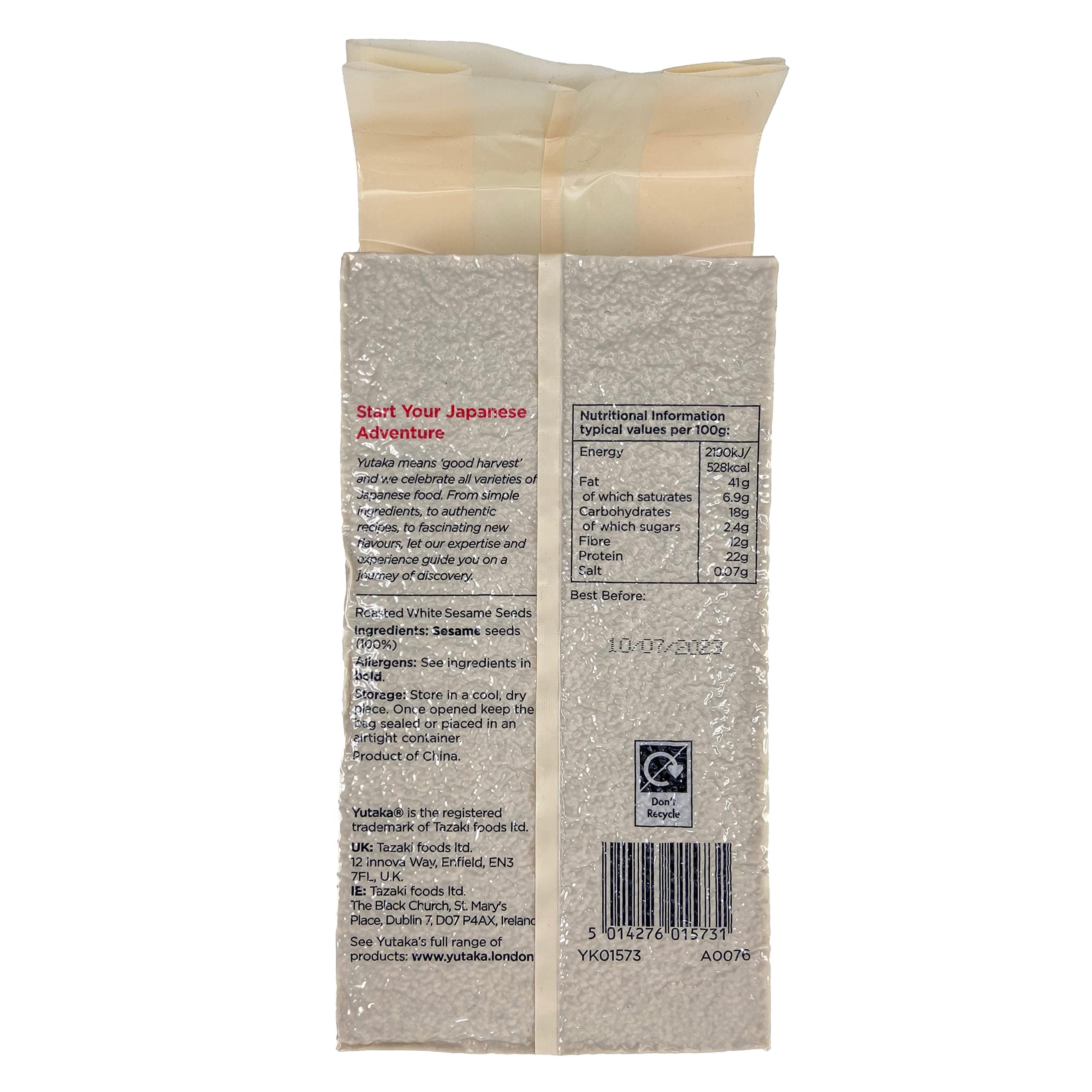 Yutaka Roasted White Sesame Seed - 1kg Bag | Nutty Flavour | Vegan | Ready-to-Eat