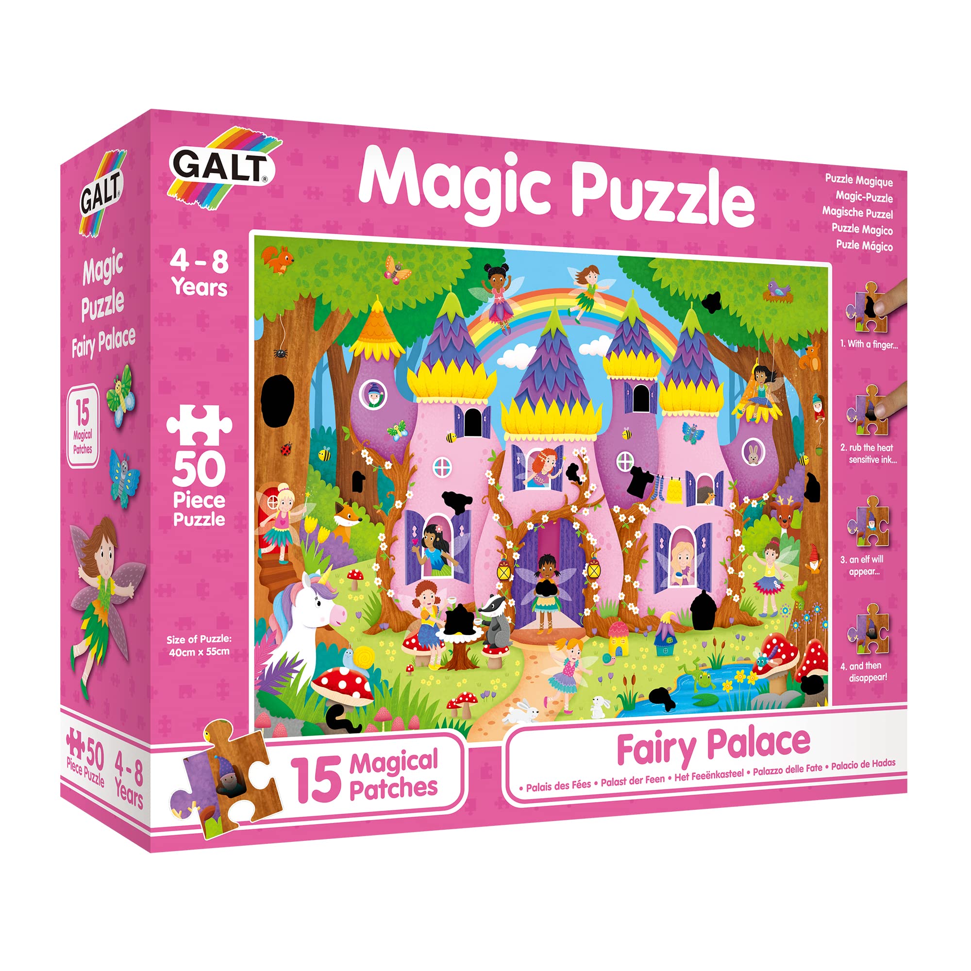 Galt Toys Magic Puzzle - Fairy Palace 50-Piece Rub & Reveal Puzzle for Ages 4+ 6