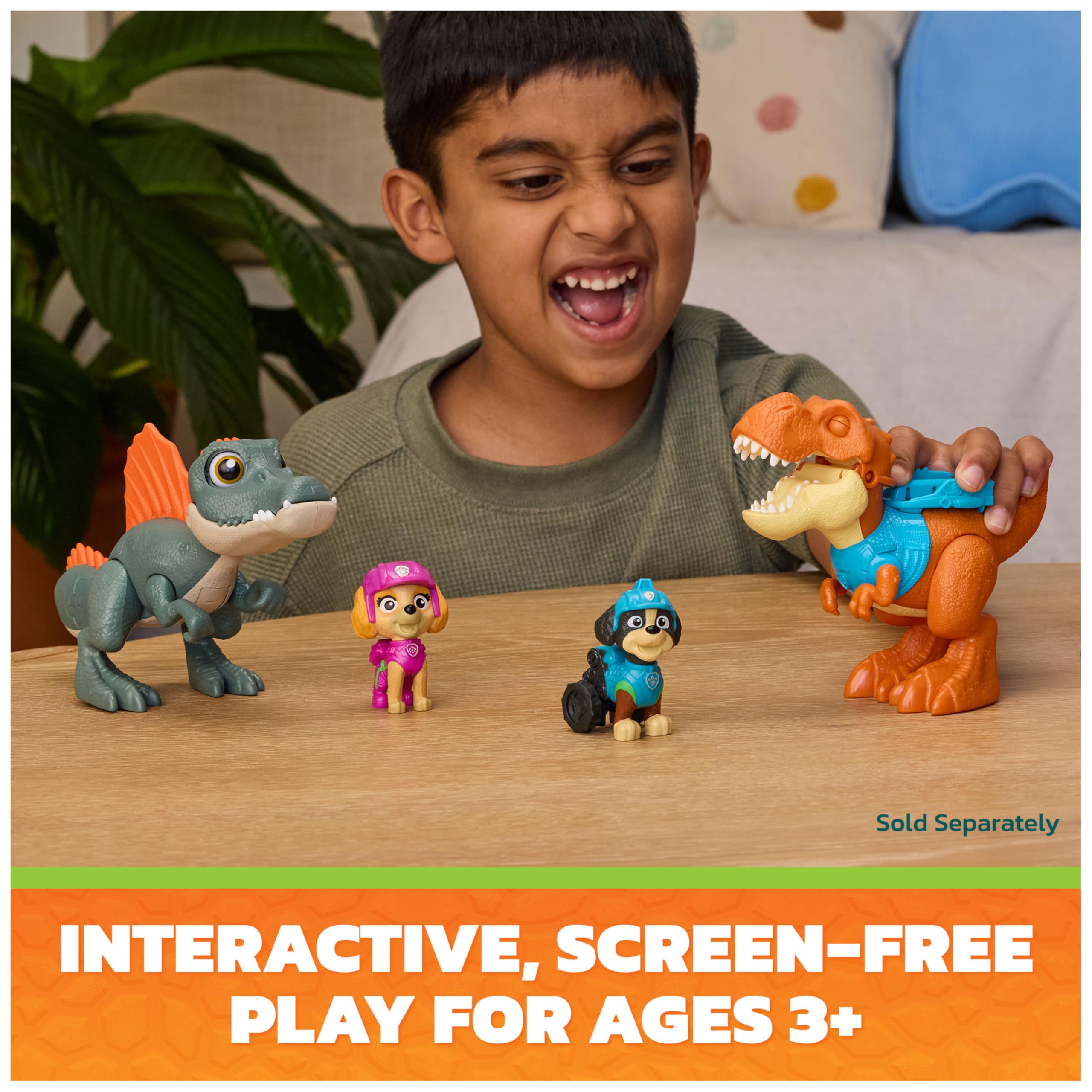Paw Patrol Dino Movie Rex Roaring Pup Pals Figure Set with Articulated Timmy Dinosaur | Ages 3+ 5
