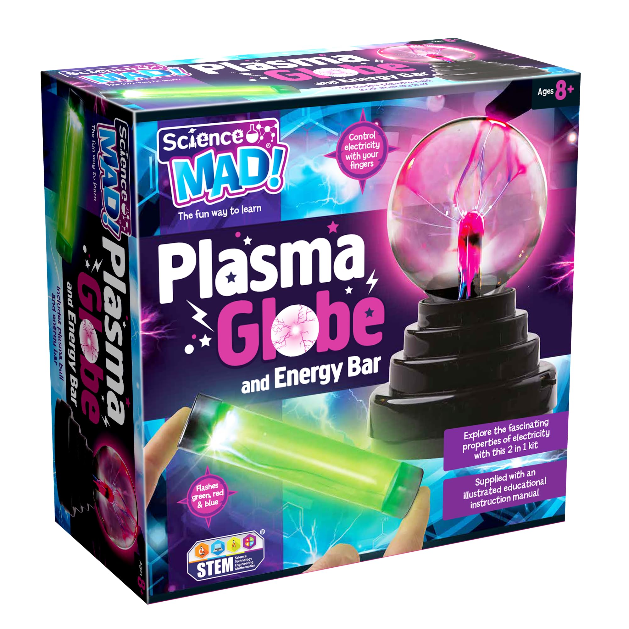 Science Mad Plasma Globe & Energy Bar 2-in-1 Kit - Educational Science Toy for Kids 8+