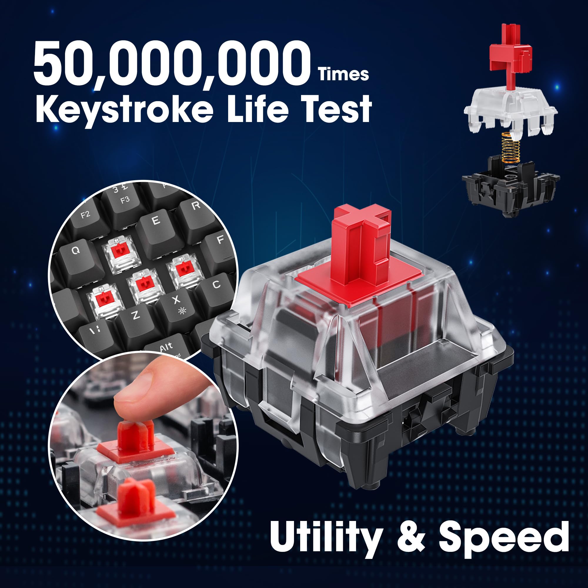 KOORUI 60 % mechanische Gaming-Tastatur MKC01 – Kompakte Tastatur mit rotem Schalter und RGB-Hintergrundbeleuchtung 4