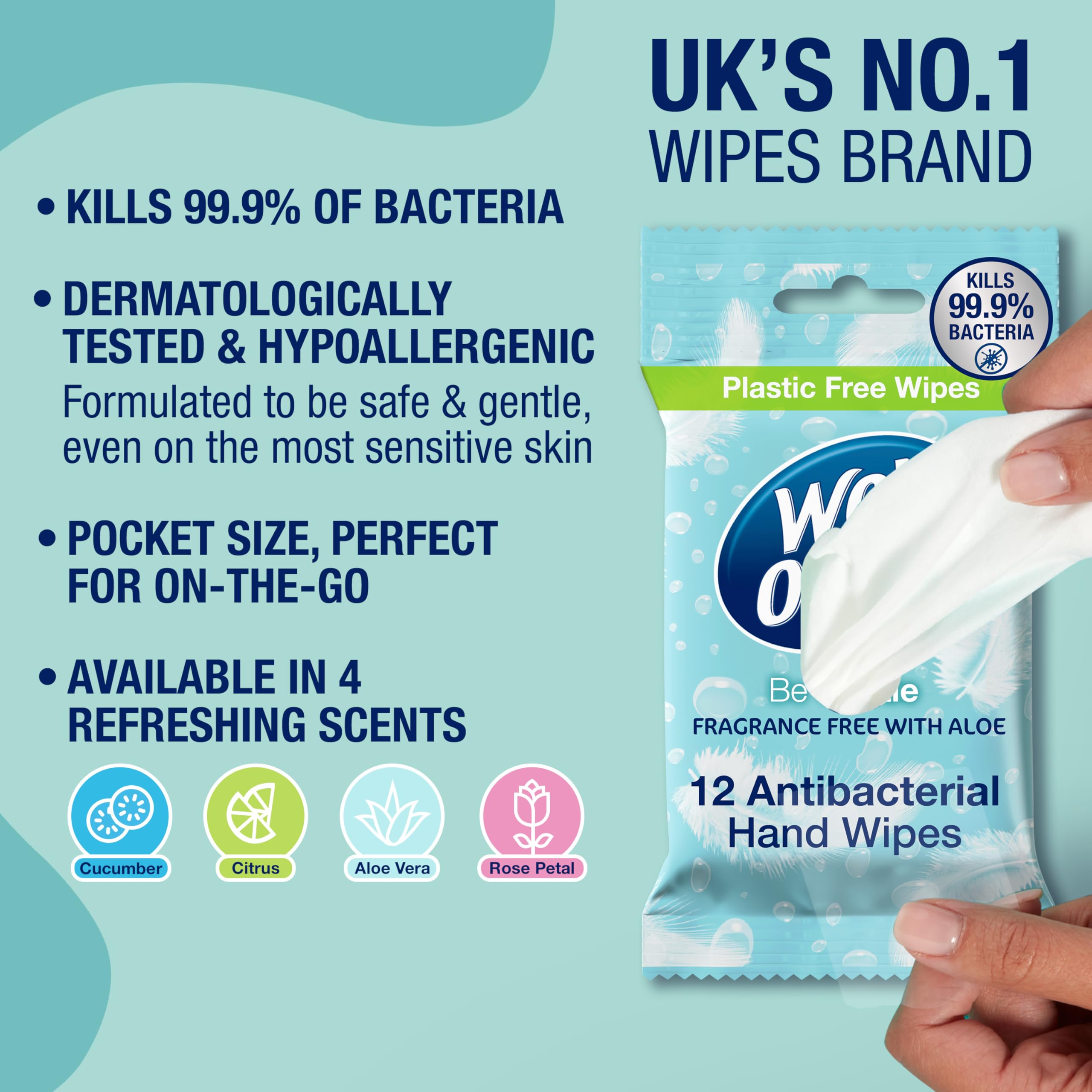 Wet Ones Be Gentle Plastic-Free Antibacterial Pocket Hand Wipes 4