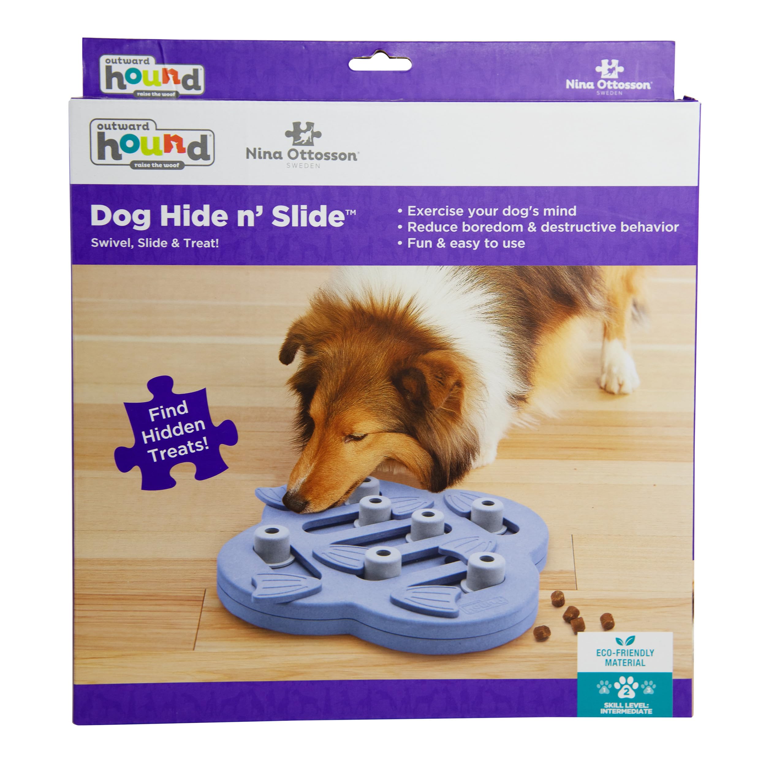 Outward Hound Nina Ottosson Dog Hide N' Slide Purple Interactive Treat Puzzle - Level 2 Intermediate 7
