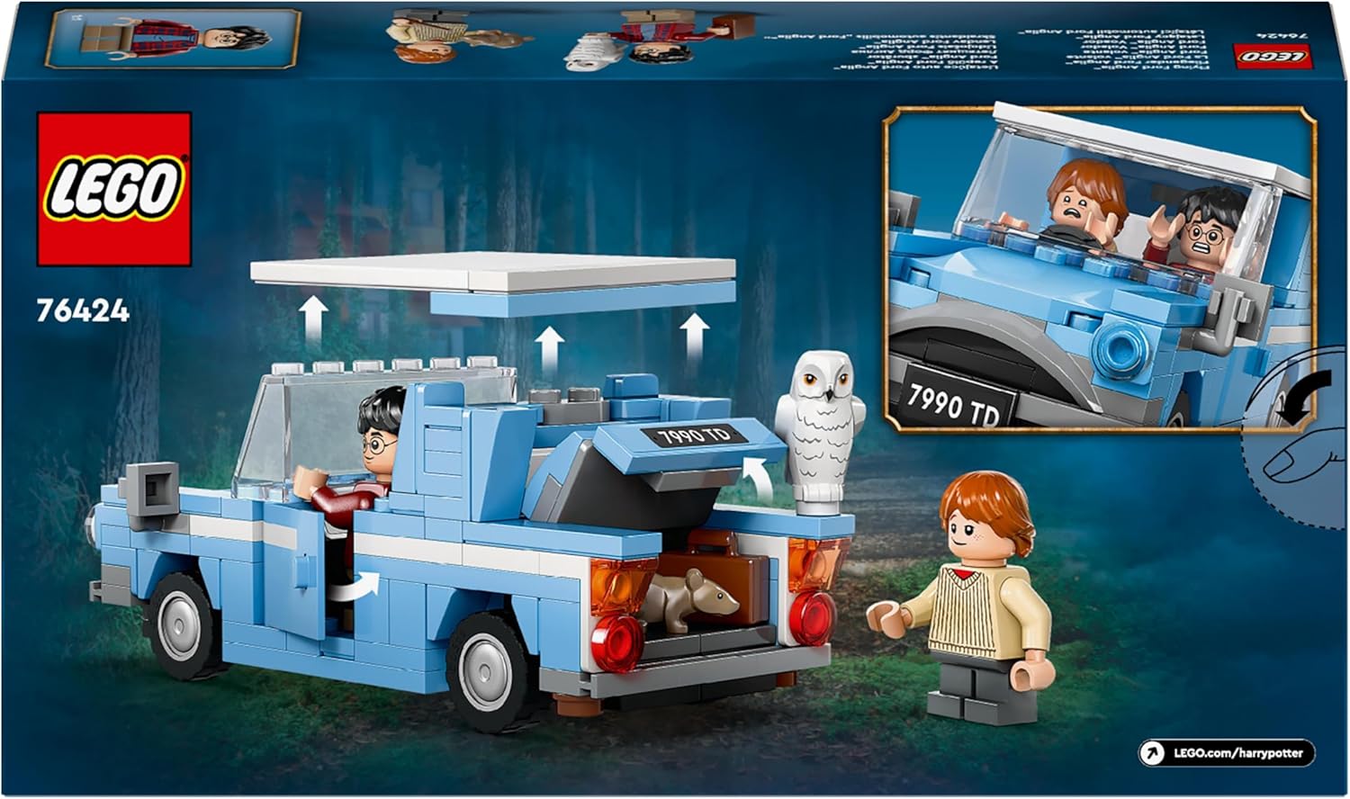 LEGO Harry Potter Flying Ford Anglia 76424 Building Set - 165-Piece Car Toy with Minifigures for Kids 7+ 10