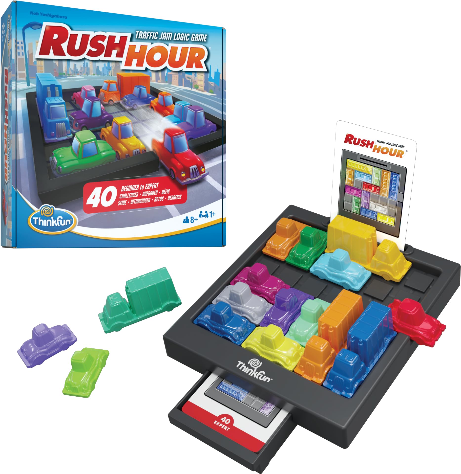 ThinkFun Rush Hour Traffic Jam Logic Game - 40 Challenges | Ages 8+ | Portable 1