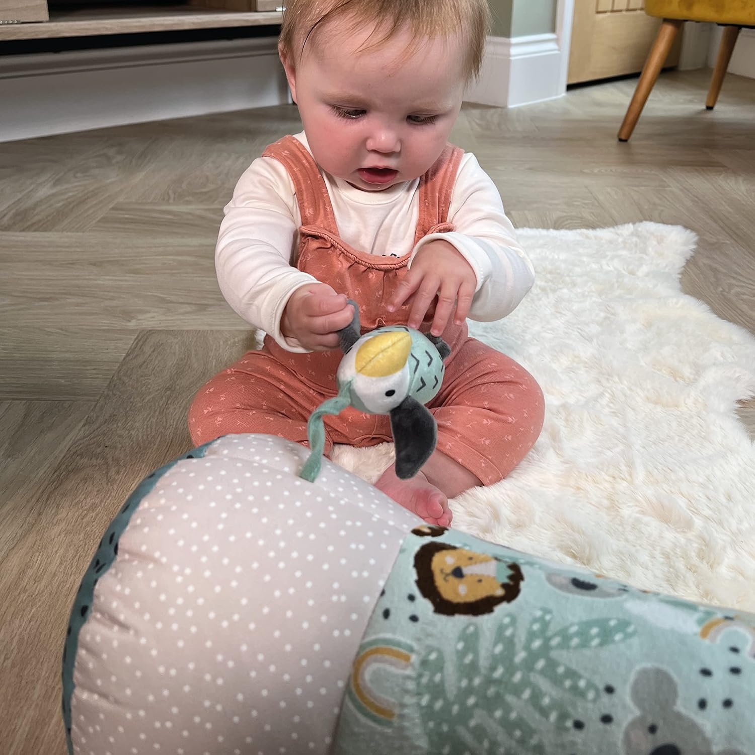 Nuby Animal Adventures Tummy Time Pillow - Sensory Play with Mirror & Crinkle Ears 4