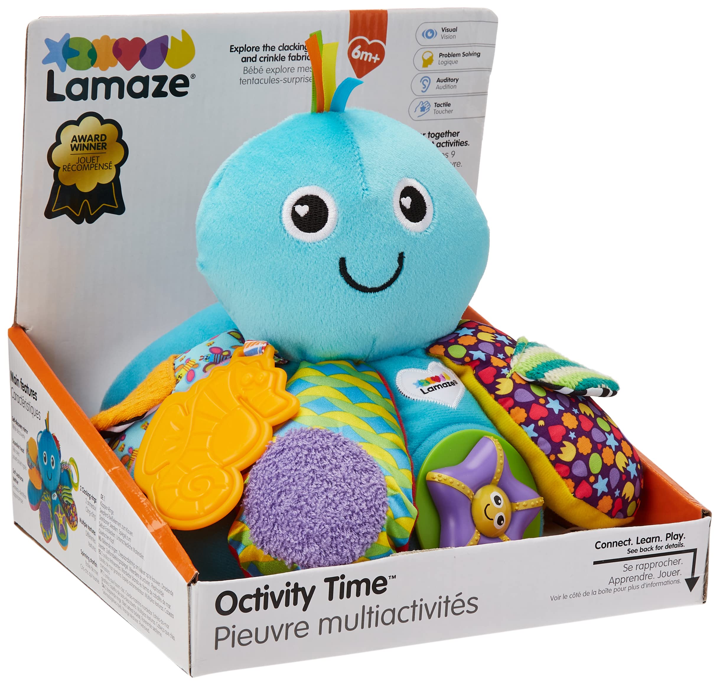 LAMAZE Octivity Time Baby-Sensorikspielzeug, weiches Babyspielzeug für sensorisches Spielen und Entdecken, Oktopus-Kleinkindspielzeug, geeignet ab 6 Monaten, 1+ Jahren, Jungen und Mädchen