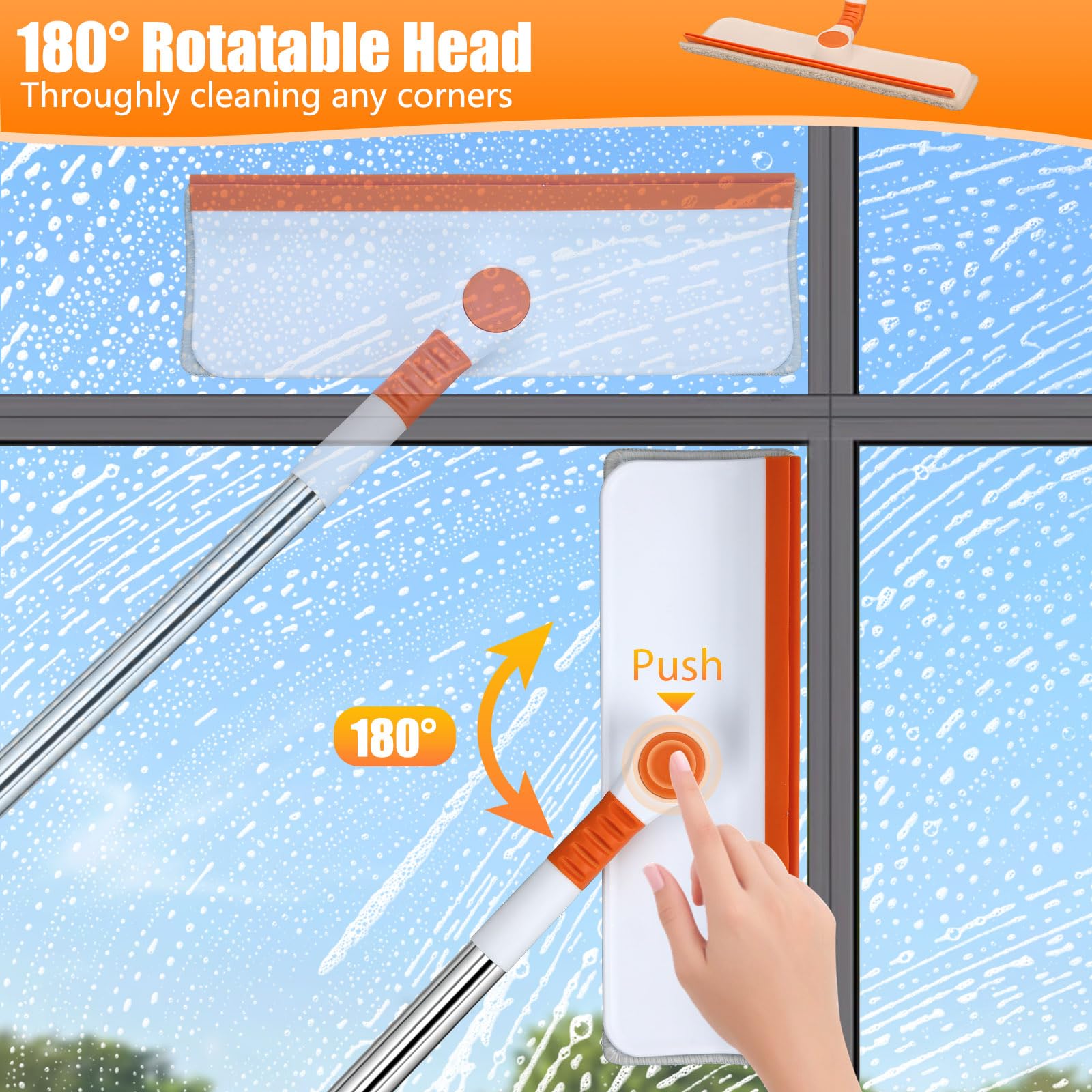 Alyvisun Professional Window Cleaning Equipment with 132cm Extendable Pole 6