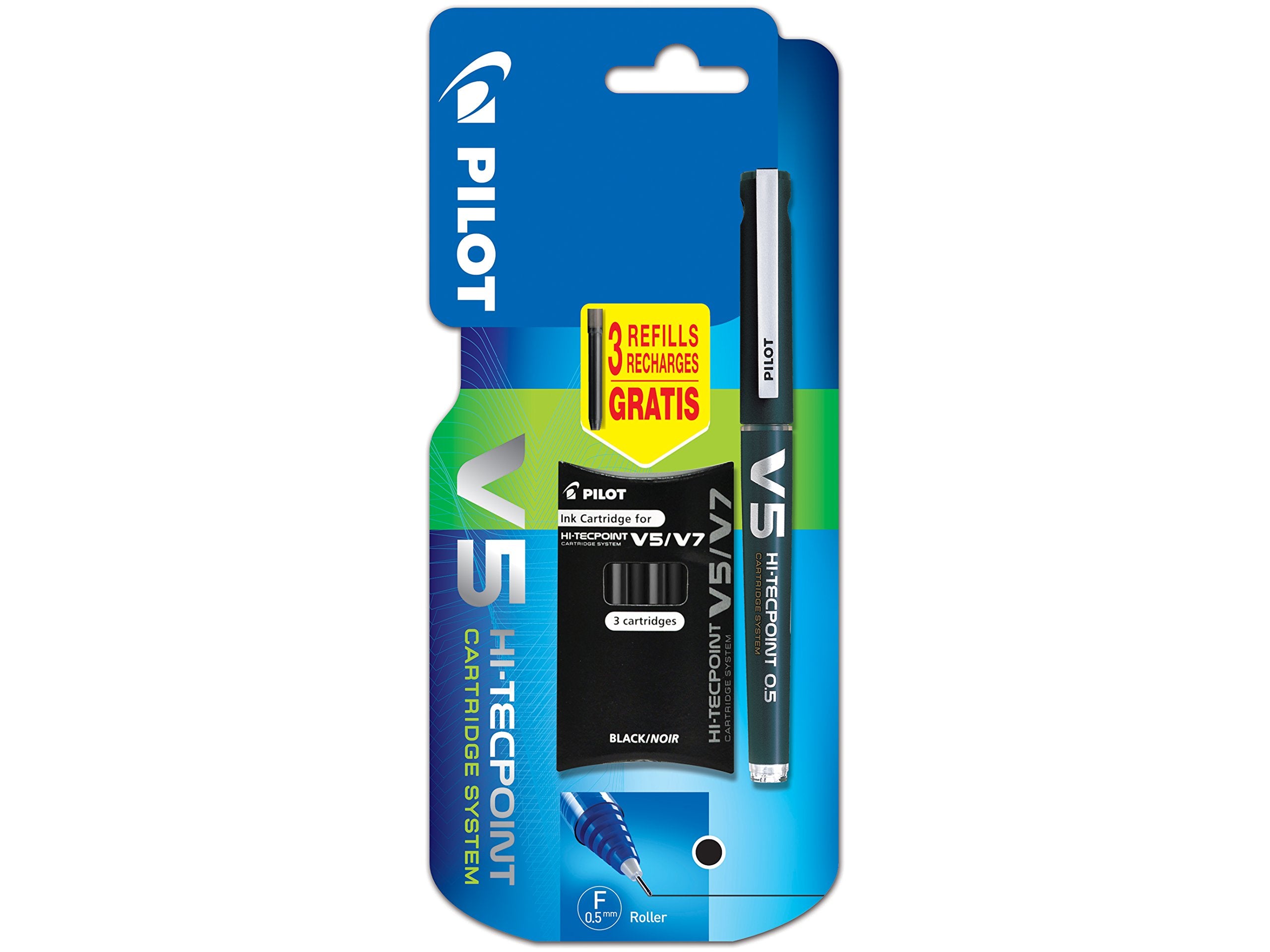 PILOT V5 Liquid Ink Rollerball Pen - 0.5 mm Tip, Black Ink | 4 Piece Set 1
