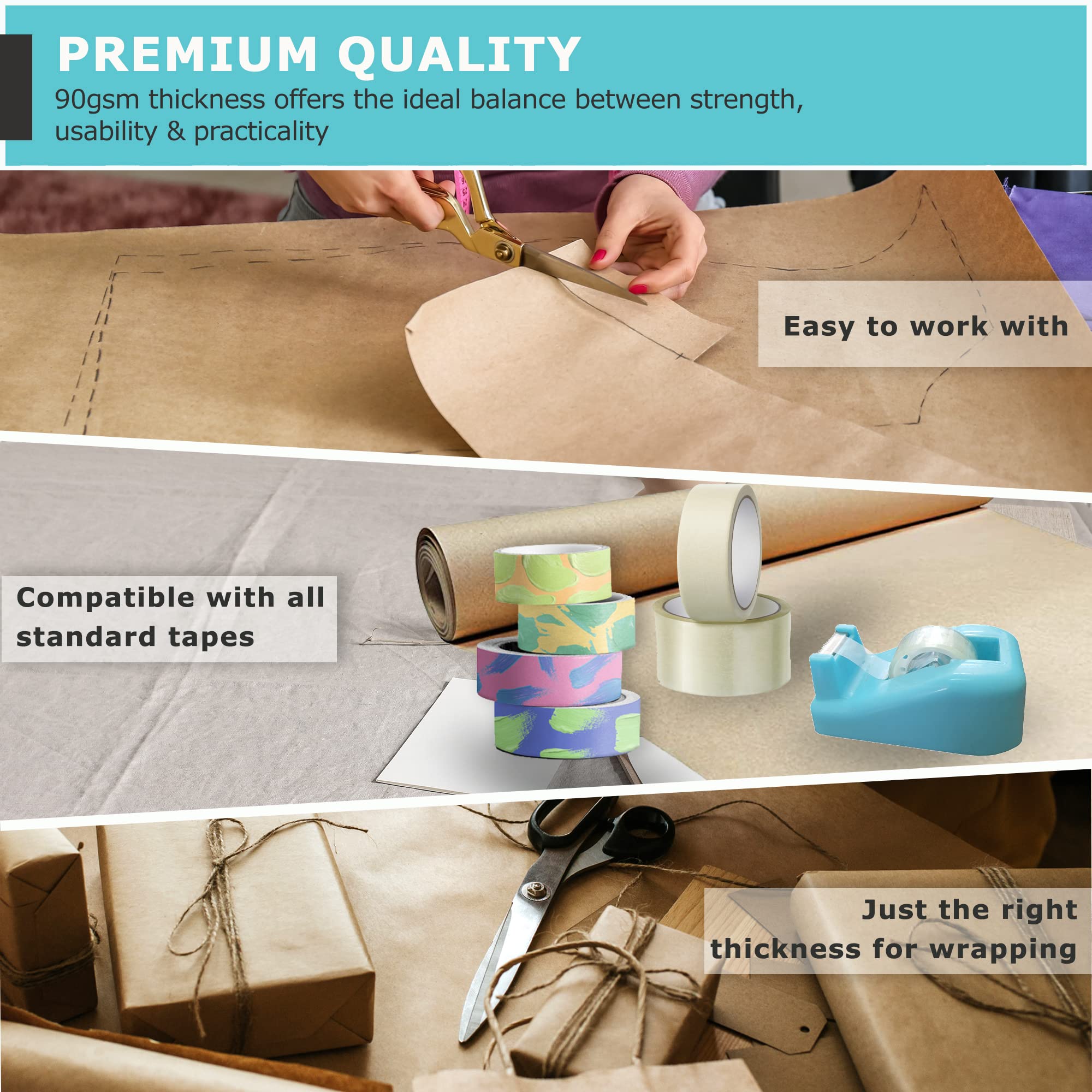 Triplast Brown ECO Kraft Paper Roll - 600mm x 20m | 90 gsm Durable & Recyclable 4