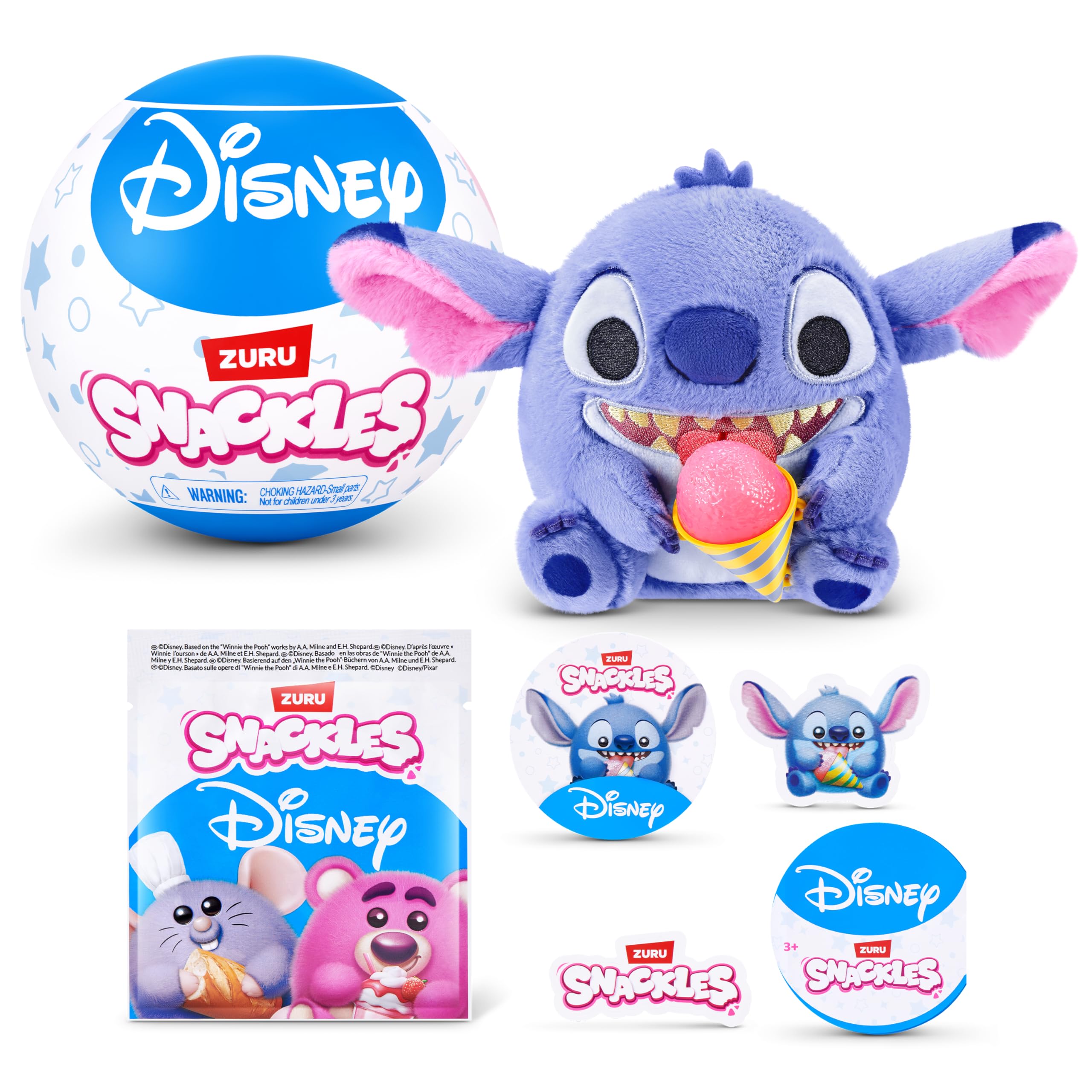 Snackles Disney 5-Inch Plush Toy by ZURU - Ultra-Soft Mini Stuffed Animal for Ages 3+
