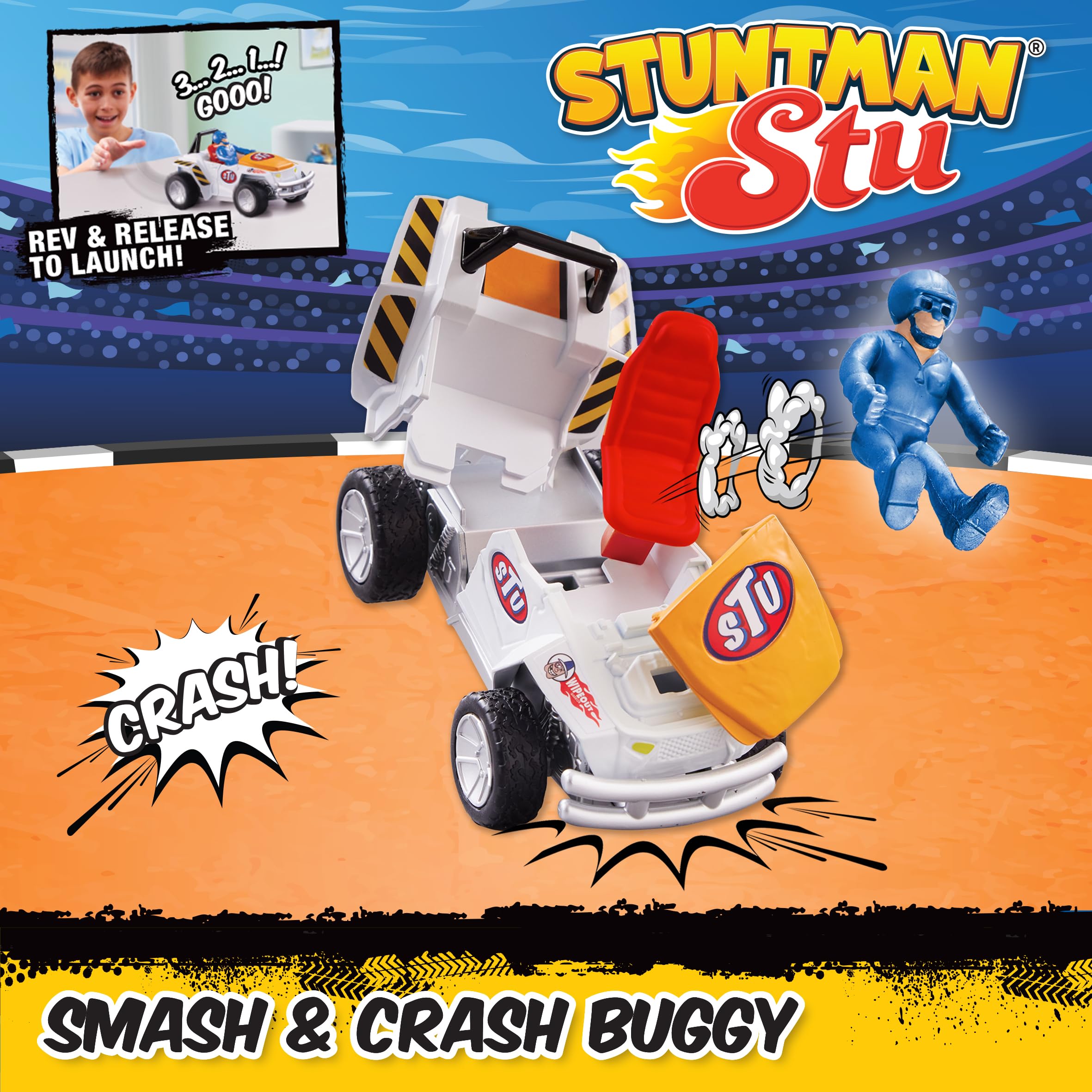 Stuntman Stu Smash and Crash Buggy - Break Apart Stunt Set with Ejector Seat 7