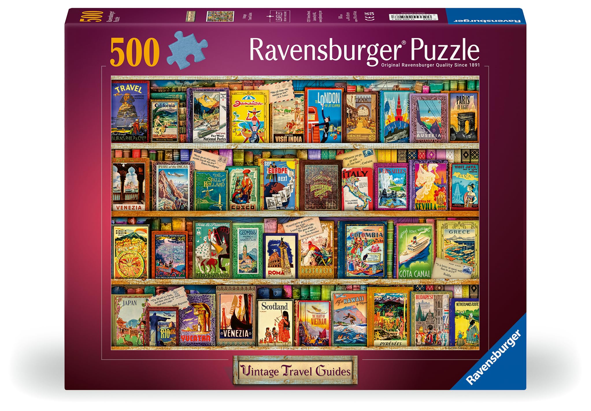 Ravensburger Vintage Travel Guides 500 Piece Jigsaw Puzzle for Adults and Kids 10+ 8