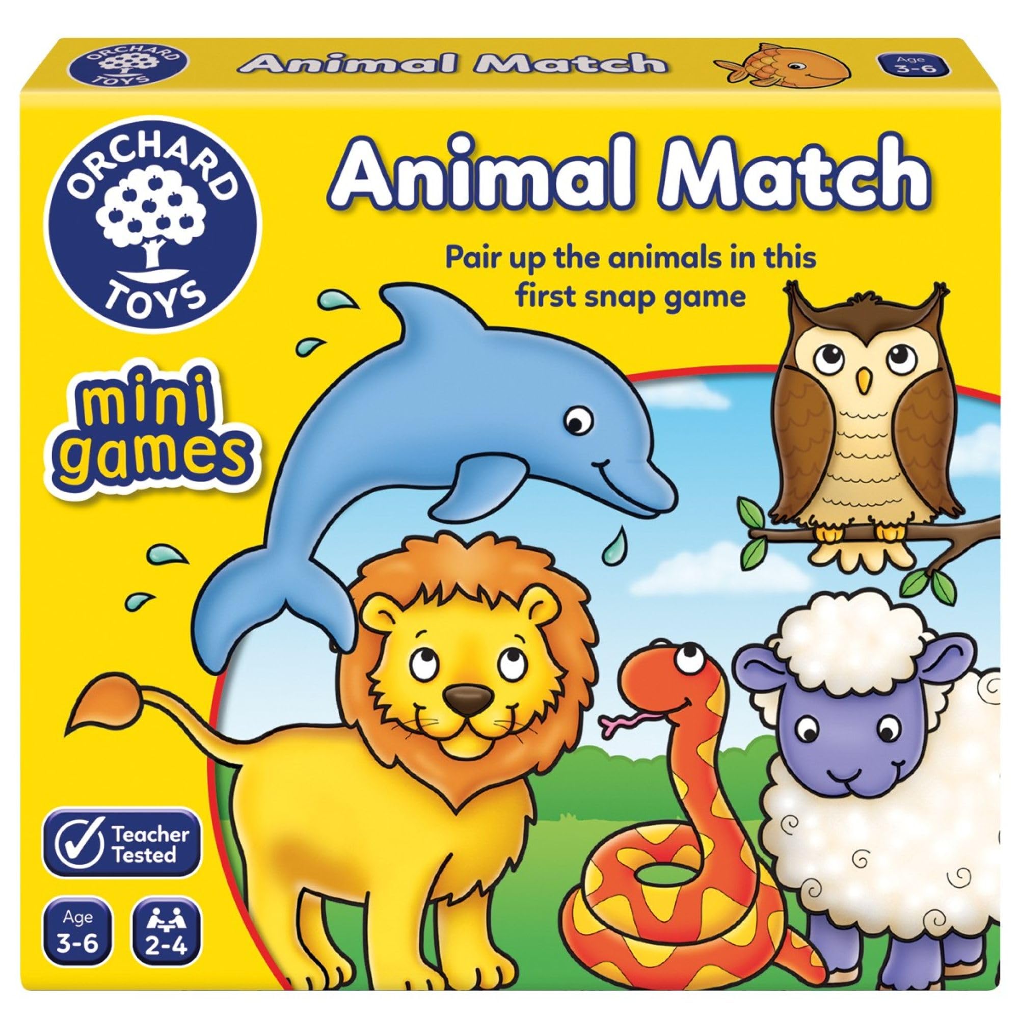 Orchard Toys Animal Match Mini Game - Animal Themed Card Game for Kids, Travel Size