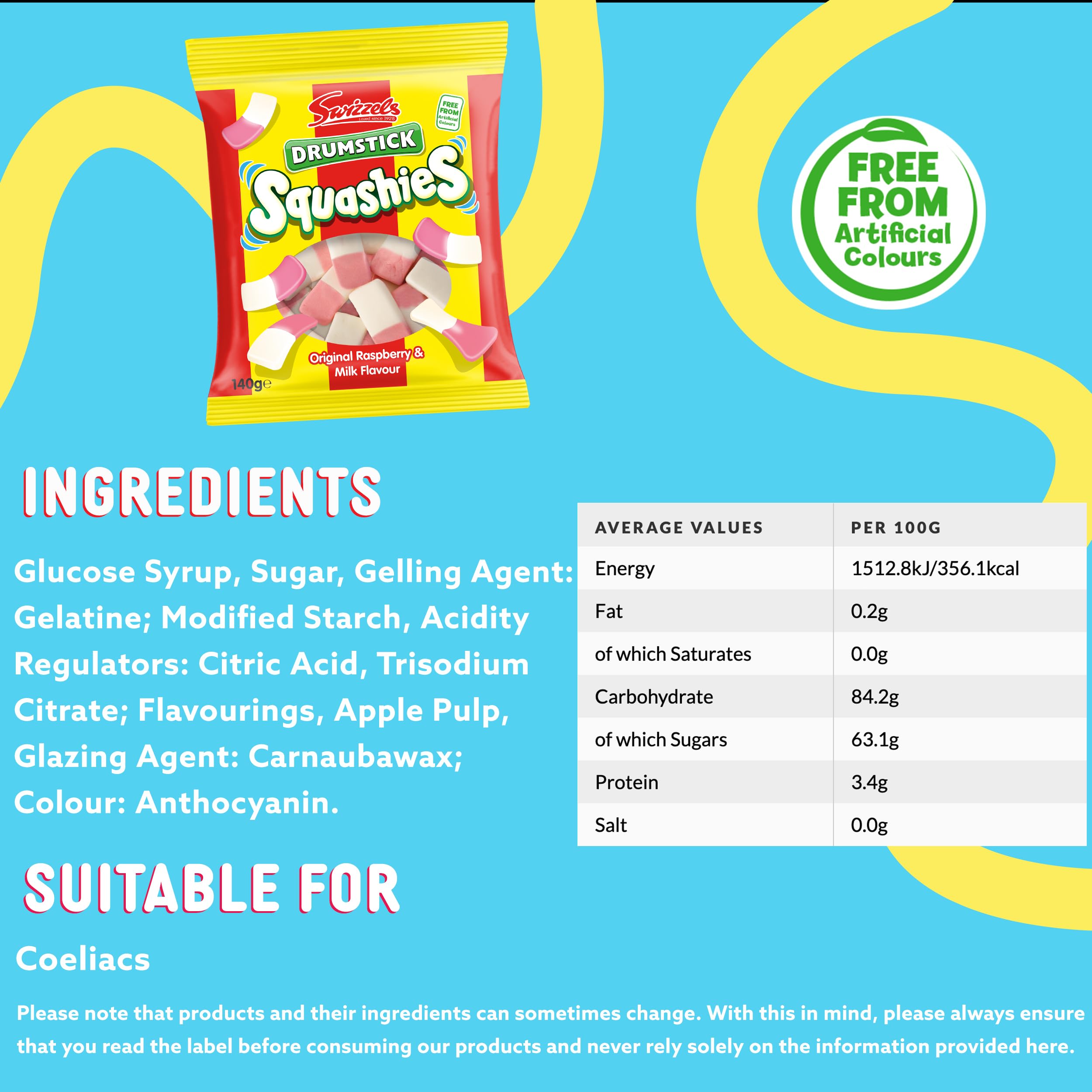 Swizzels Drumstick Squashies Original Sweets - Raspberry 140g 3