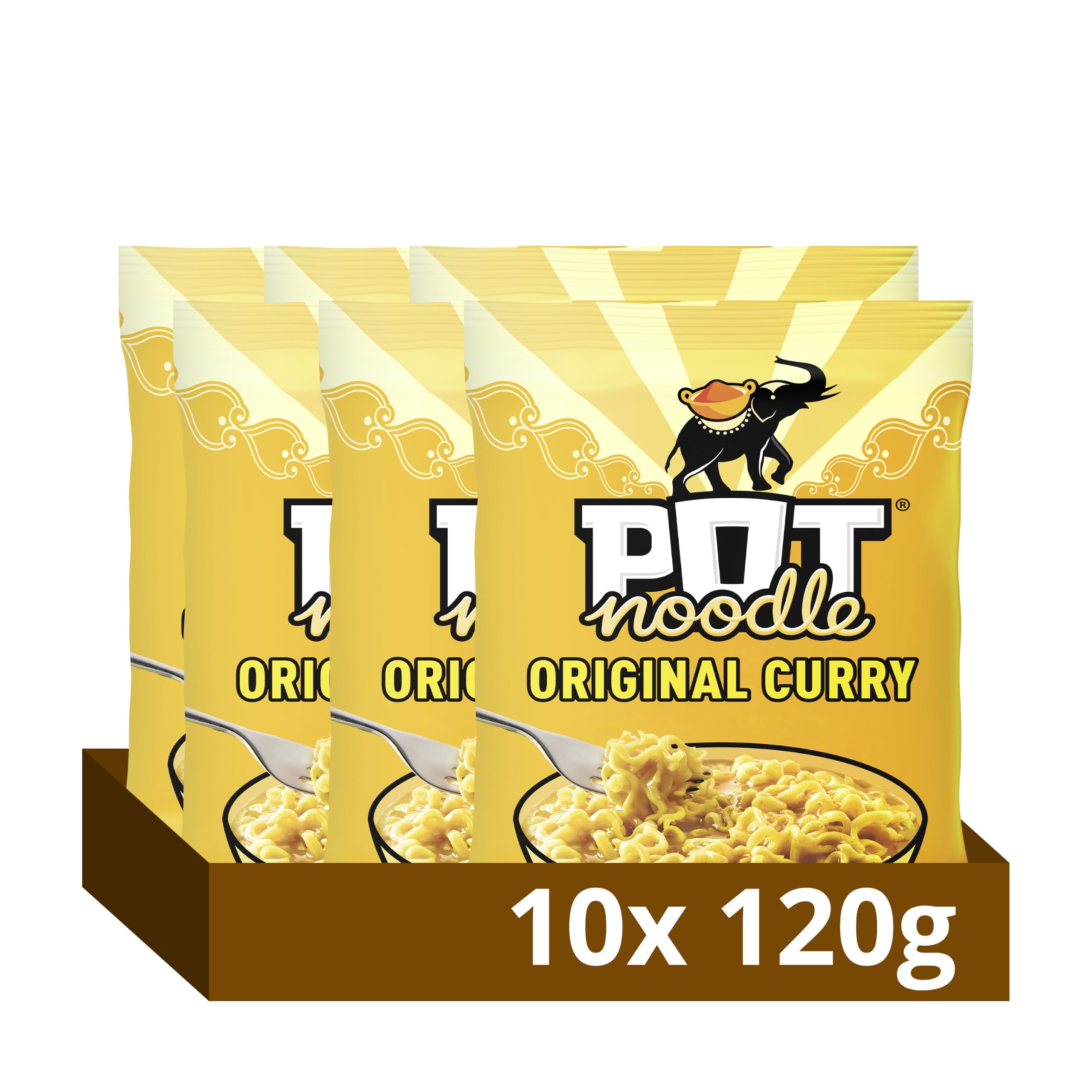 Pot Noodle Original Curry Instant Noodles Block - 2 Servings | Ready in 4 Minutes