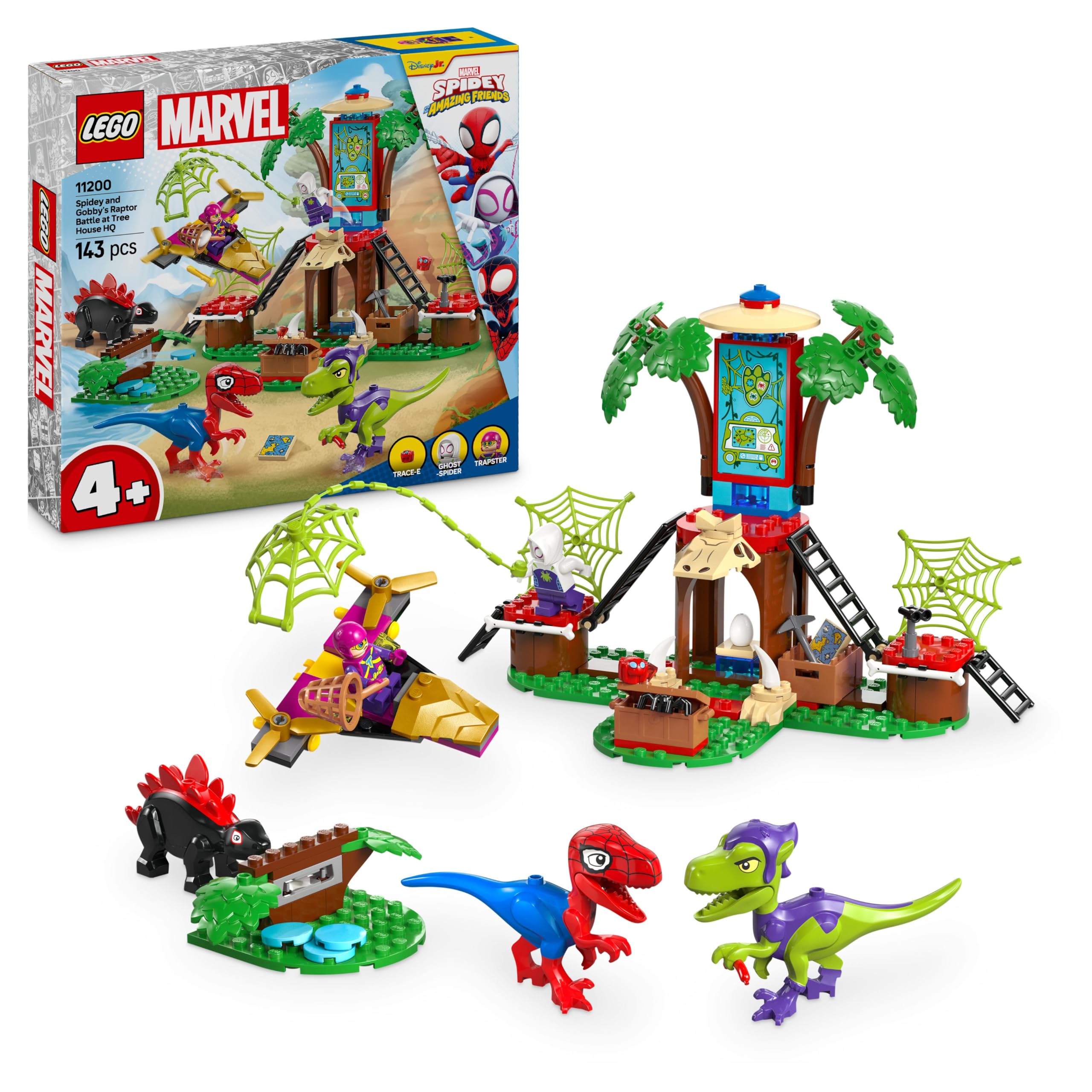 LEGO Marvel Spidey and Gobby’s Raptor Battle at Tree House HQ - Building Playset for Ages 4+