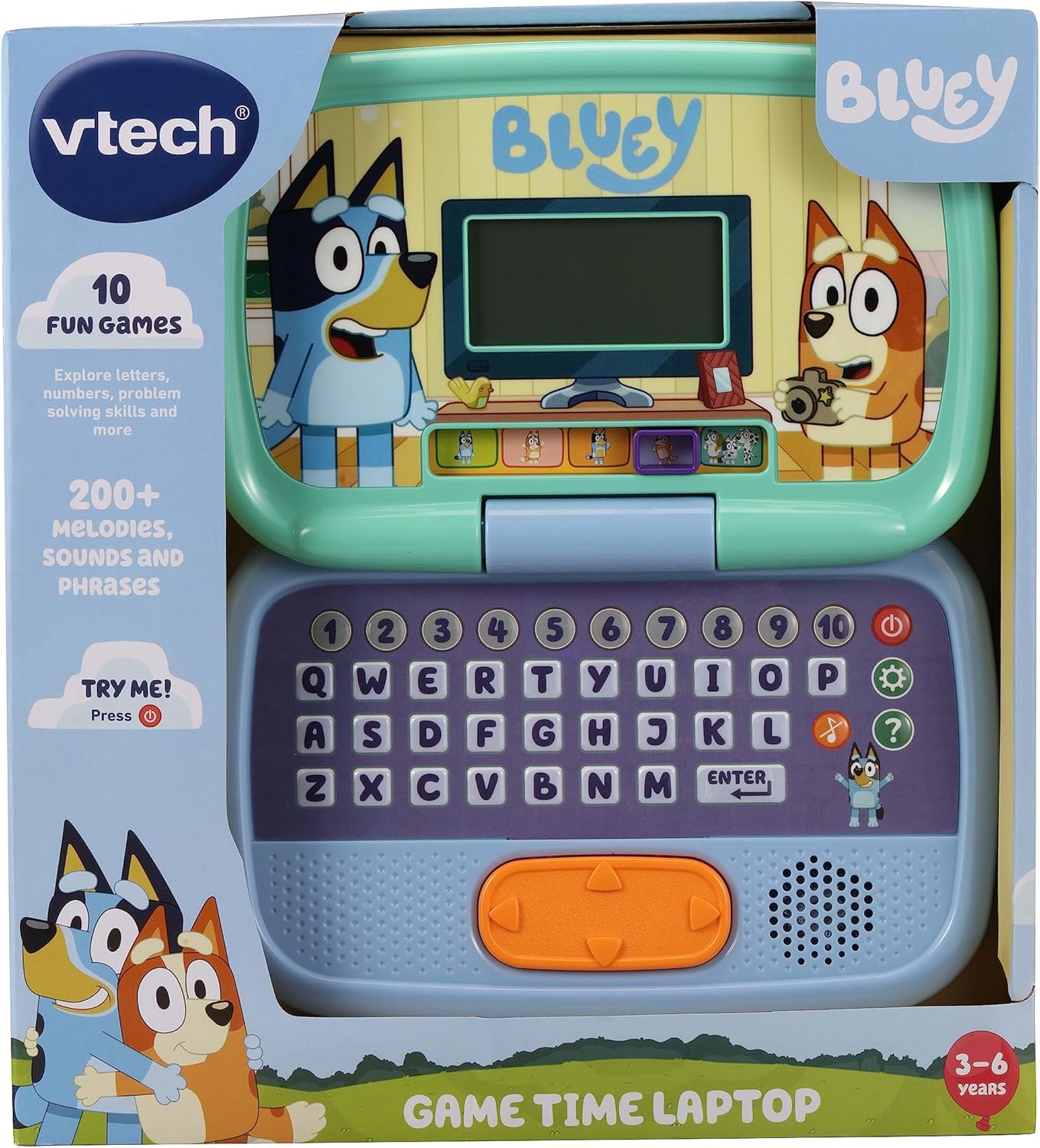 VTech Bluey Game Time Laptop - Interactive Learning Laptop for Preschoolers 3-6 Years
