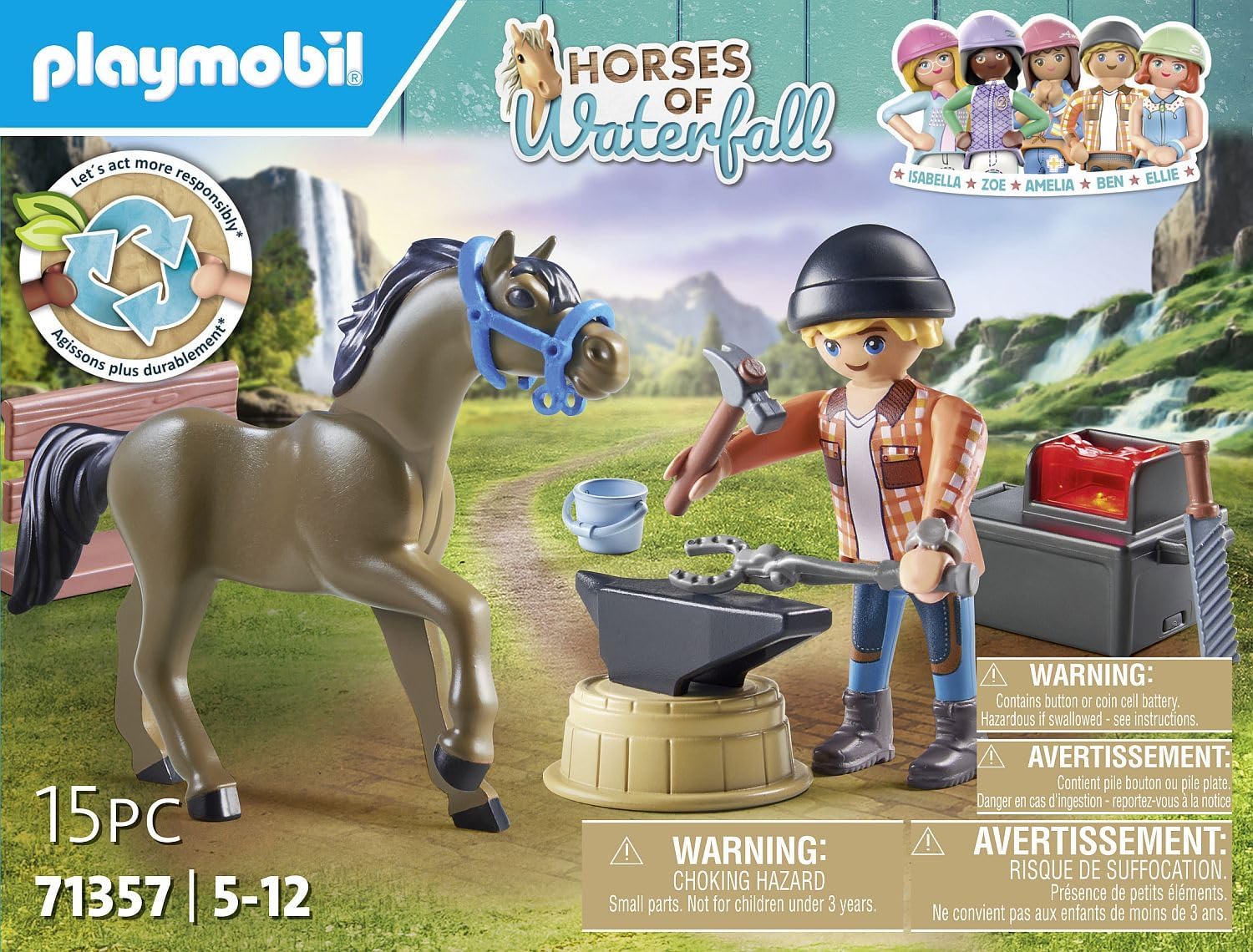 Playmobil 71497 Horses of Waterfall - Farrier Ben and Achilles, Interactive Playset for Ages 4+ 6