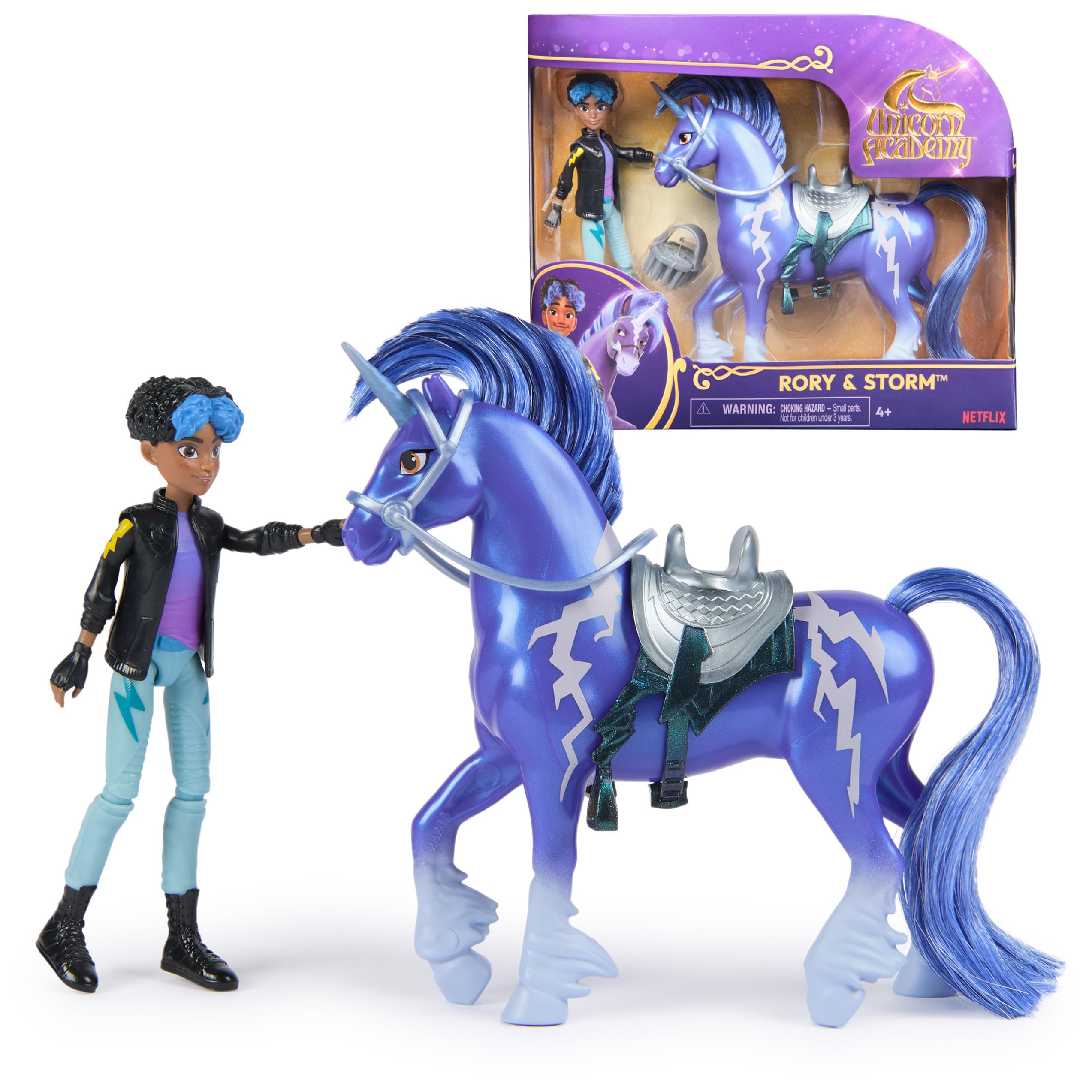 Unicorn Academy Rory and Unicorn Storm Set - 12cm Action Figures with Articulation and Styling Brush