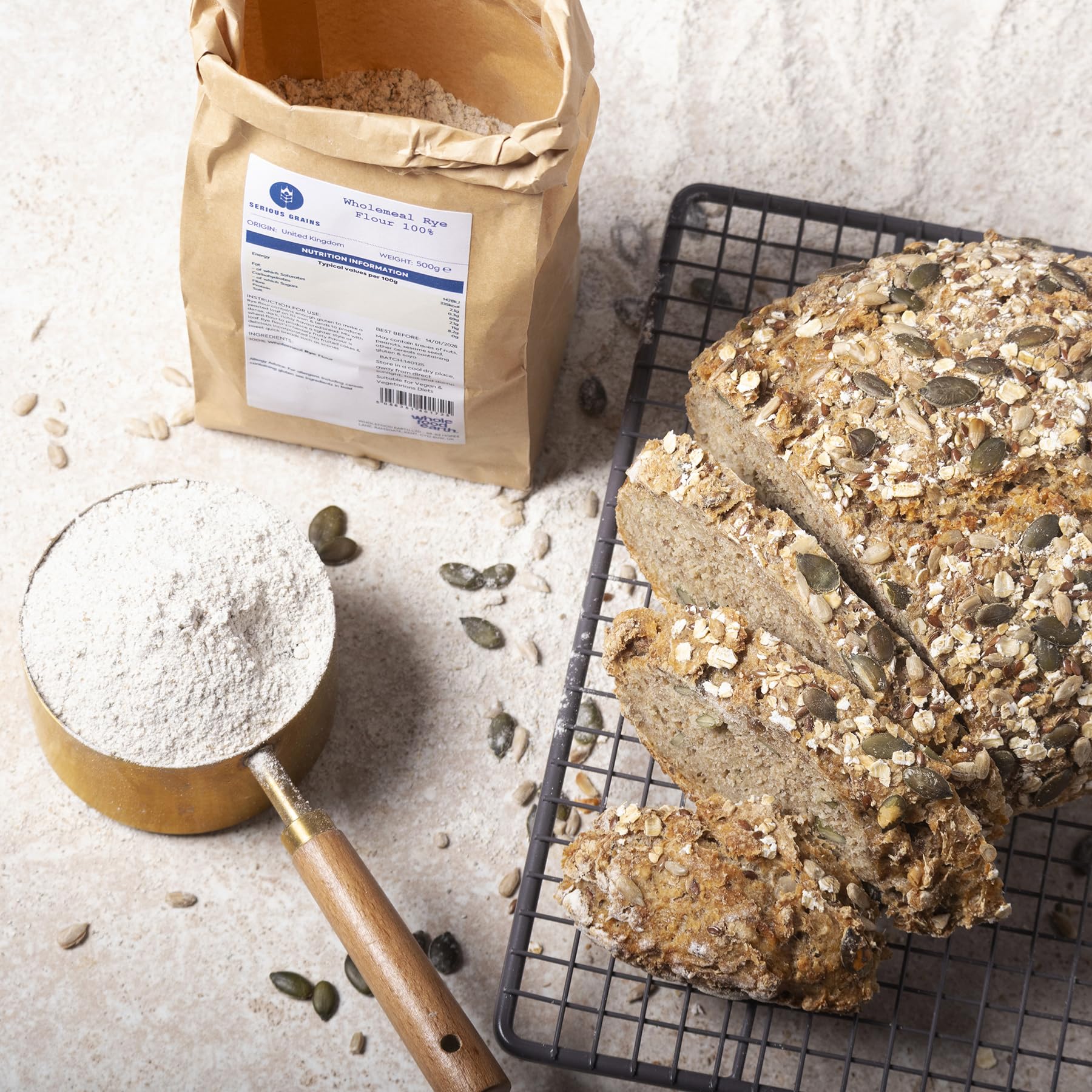 Wholefood Earth 100% Wholemeal Rye Flour Stoneground 500g 3