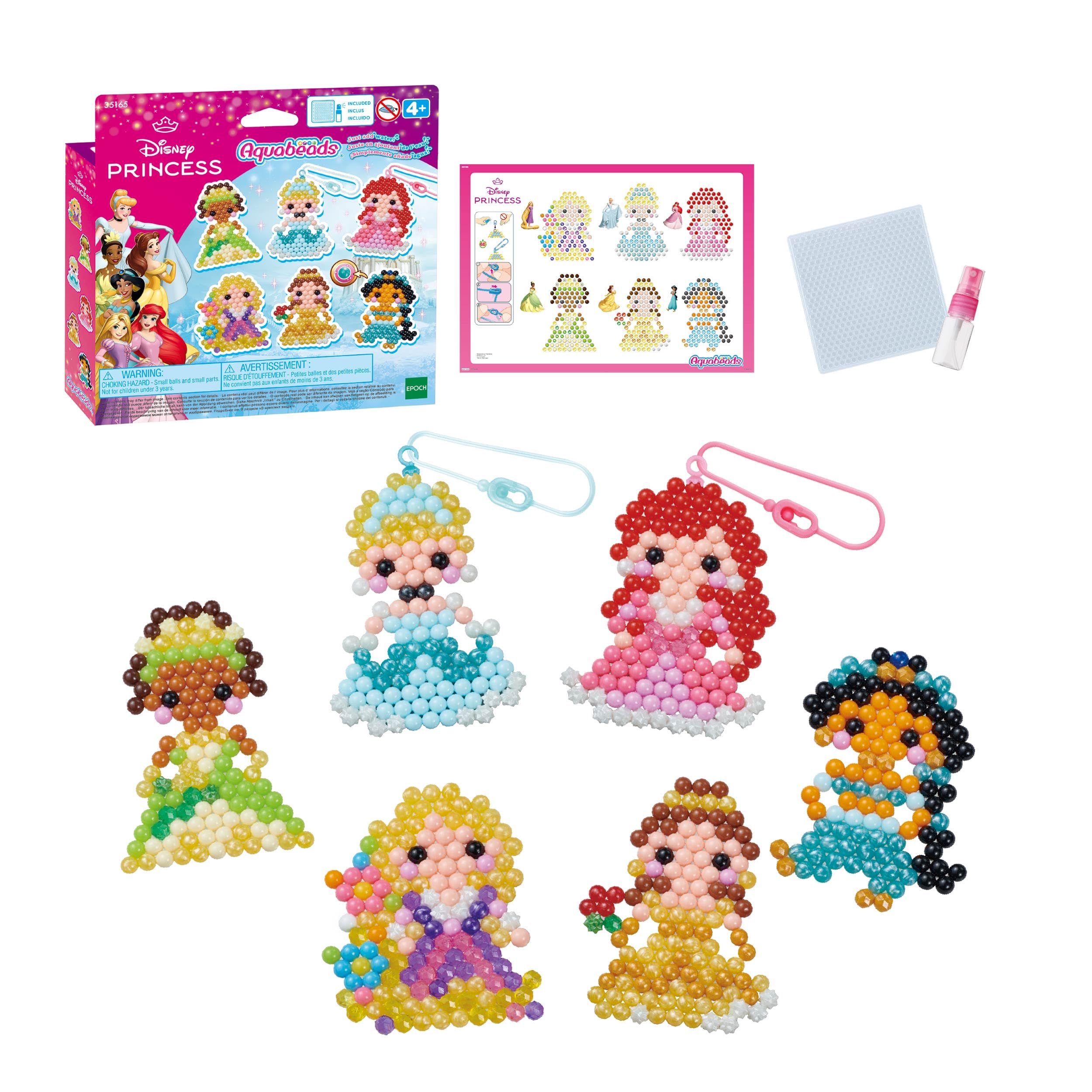 Aquabeads Disney Princess Keychain Craft Kit - 700 Beads, Includes Keychain Attachments