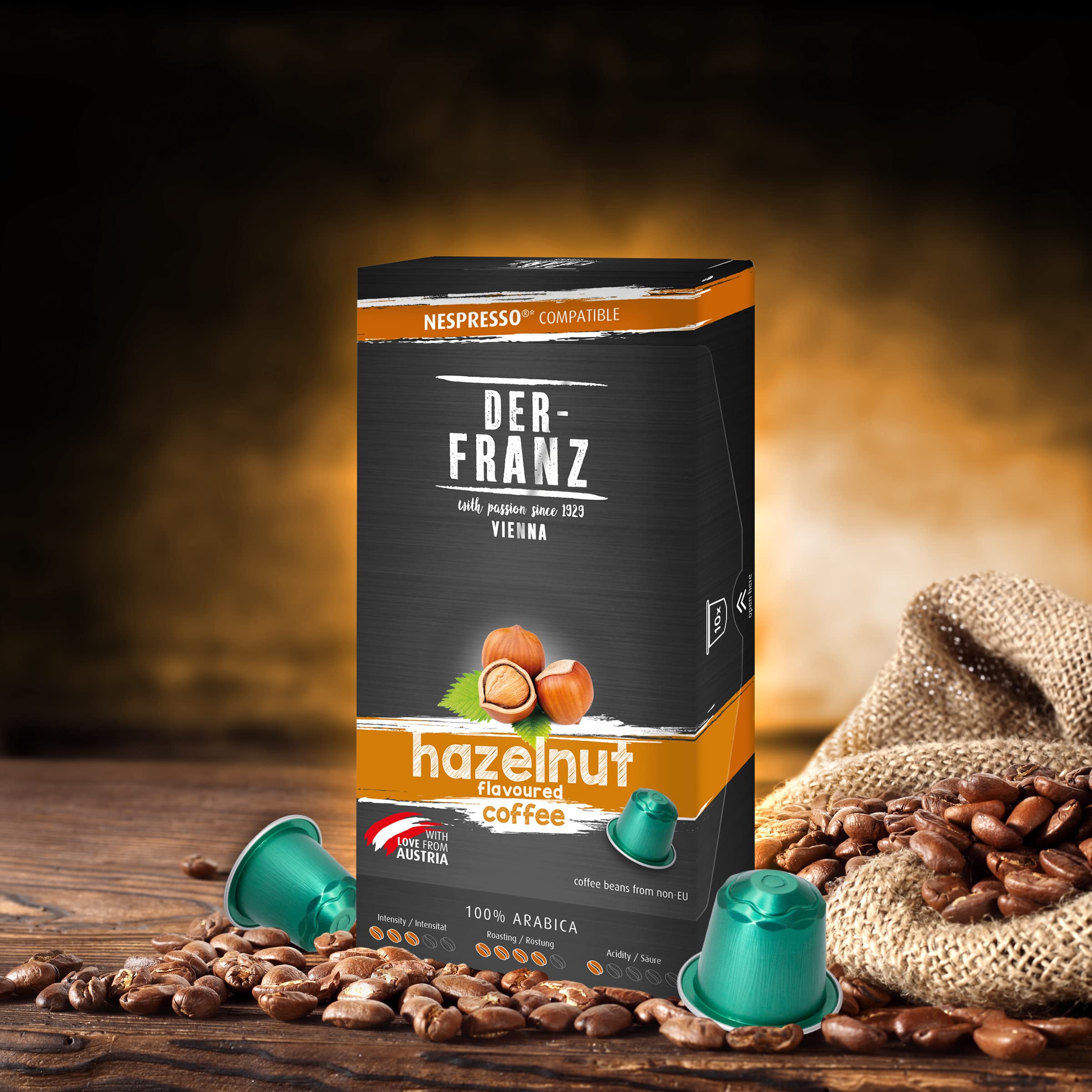 Der-Franz Hazelnut Aroma Coffee Capsules, 60 Capsules (6x10), Nespresso Compatible 6