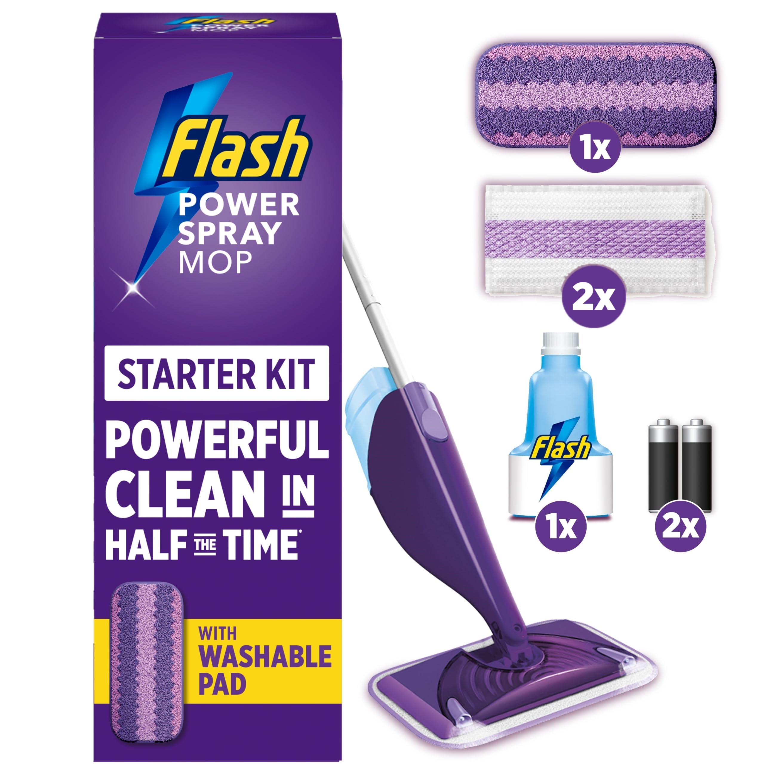 Flash Powermop Bodenreiniger-Starter-Set – Sprühmopp mit waschbarem Mikrofaser-Pad 9