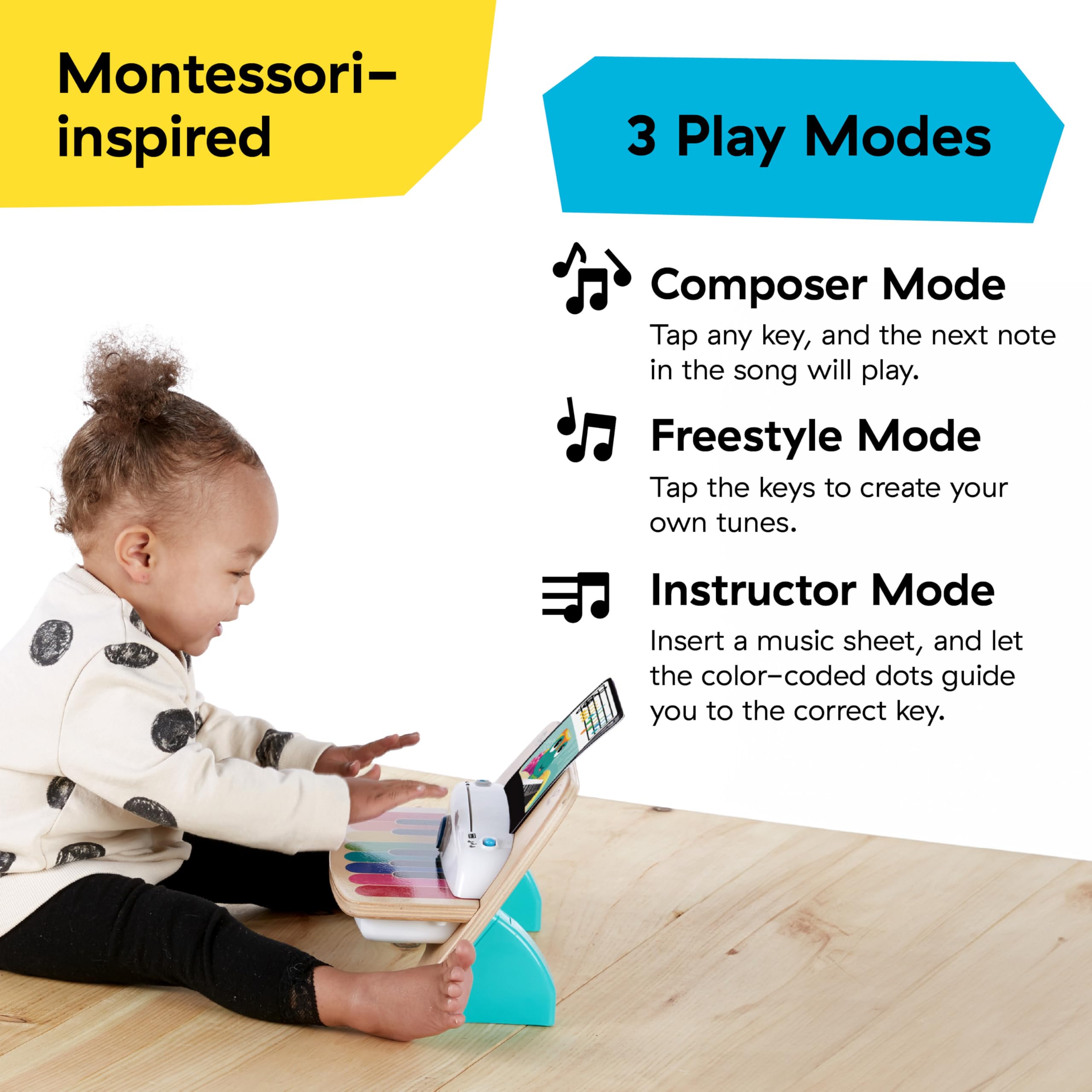 Baby Einstein Hape Magic Touch Piano – Musikspielzeug aus Holz für Kleinkinder von 6–36 Monaten 8