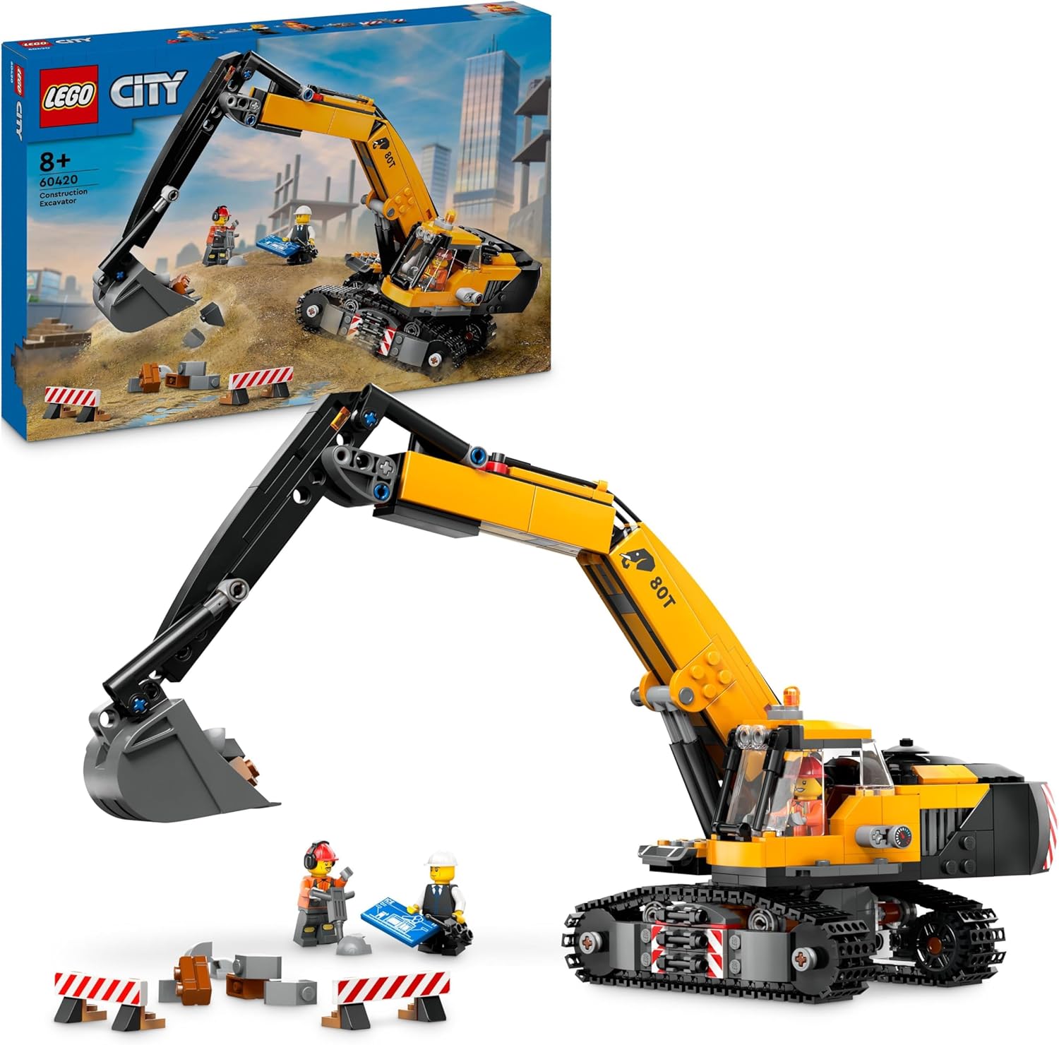 LEGO City Yellow Construction Excavator Toy - 633-Piece Building Set for Ages 8+