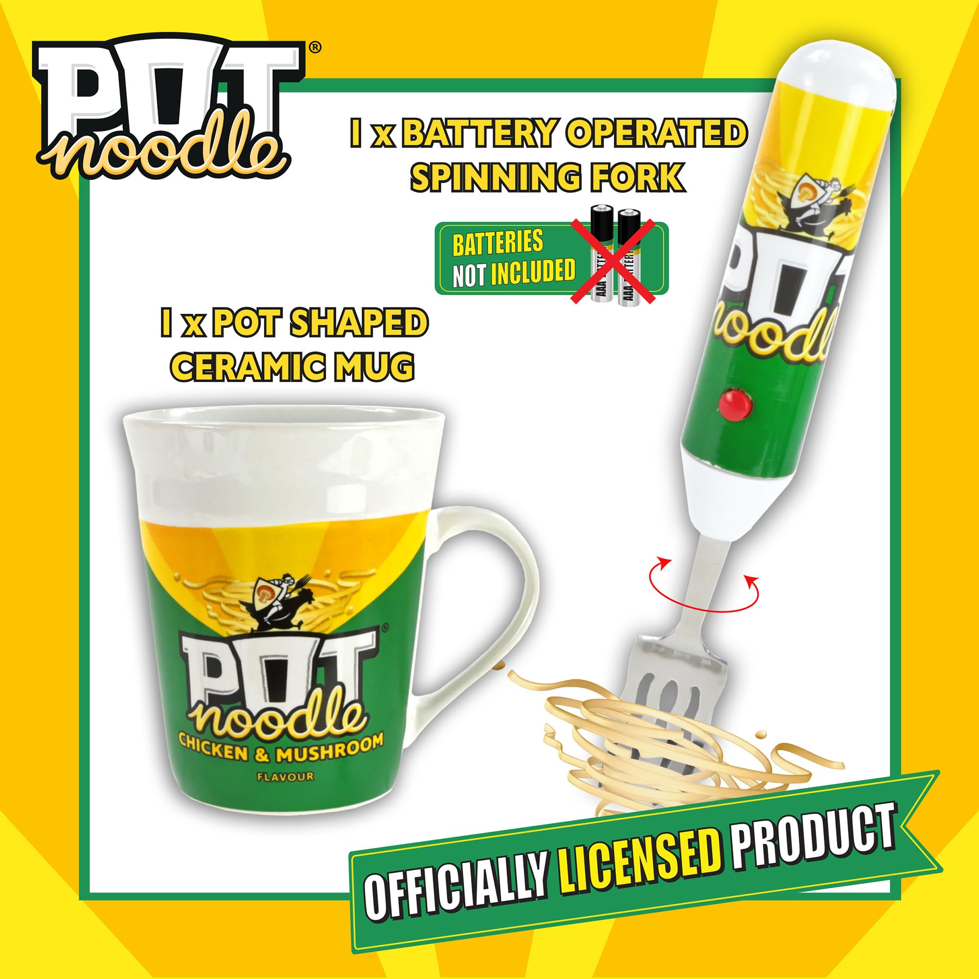 Kimm & Miller Pot Noodle Spinning Fork & Mug Gift Set - Chicken & Mushroom Design 4