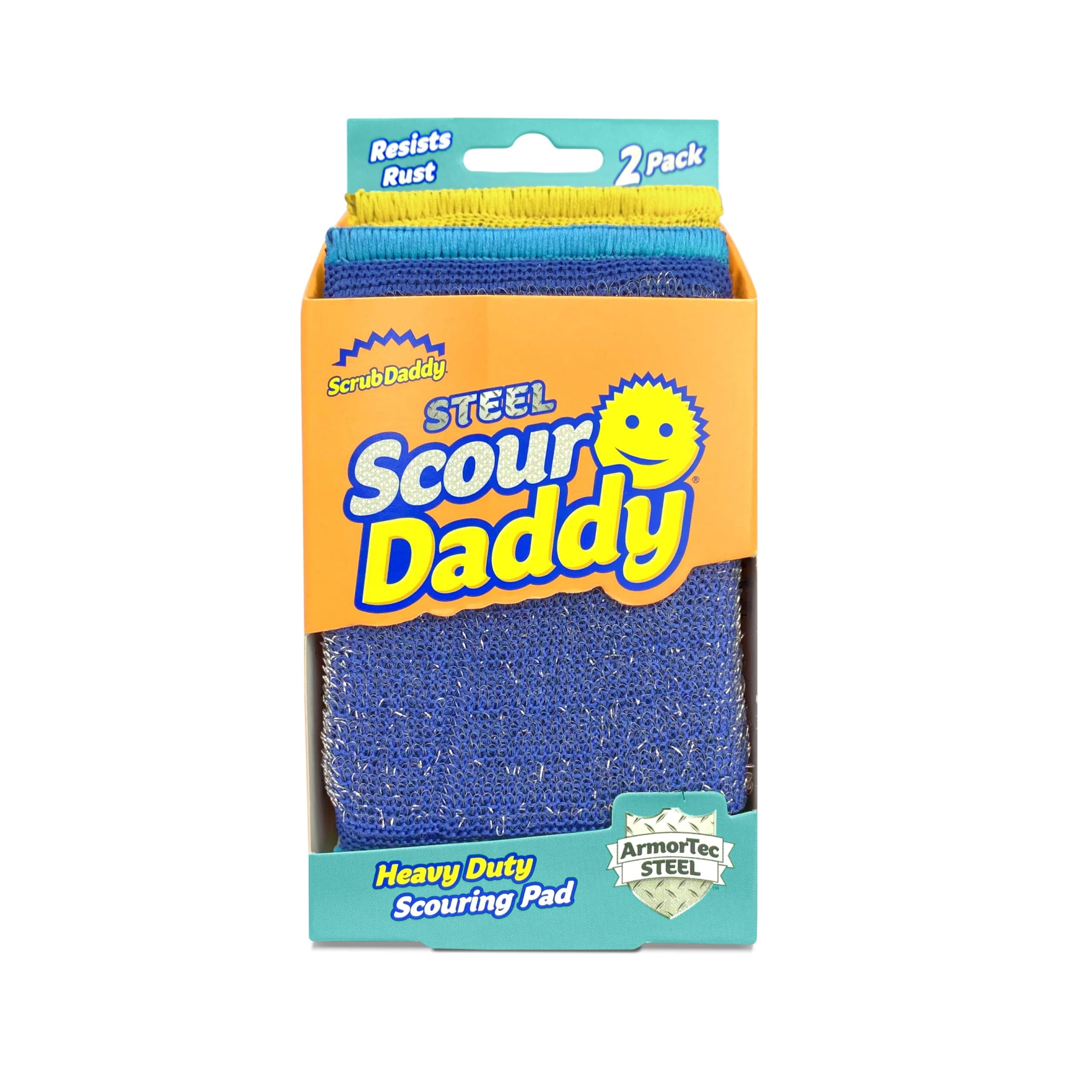 Scrub Daddy Scour Daddy Steel Scouring Pads - Heavy Duty Steel Mesh for Grime | 2 Pack 1