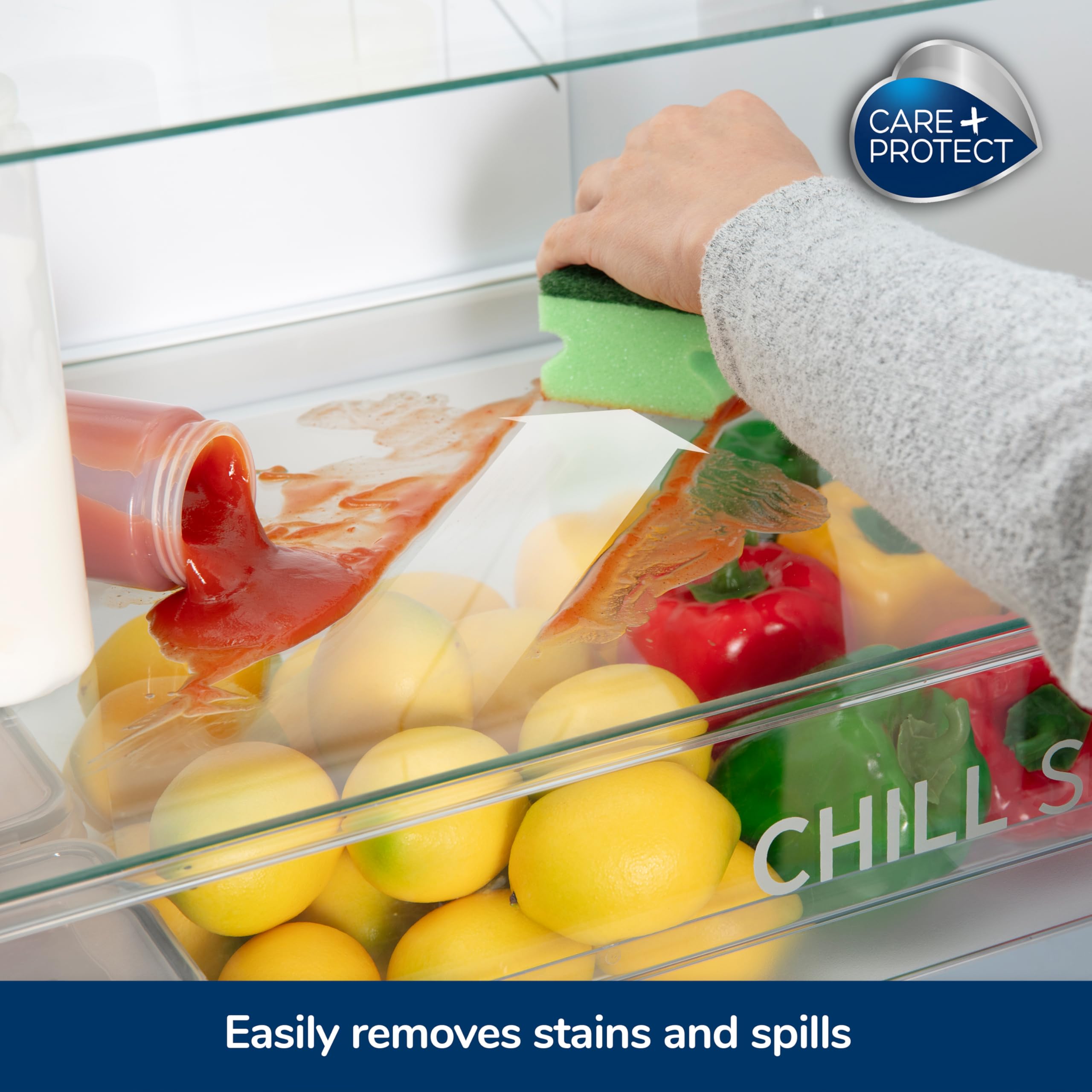CARE + PROTECT Rapid Action Hygienic Fridge Cleaner - 500 ml Spray, Fresh Scent, Sanitiser