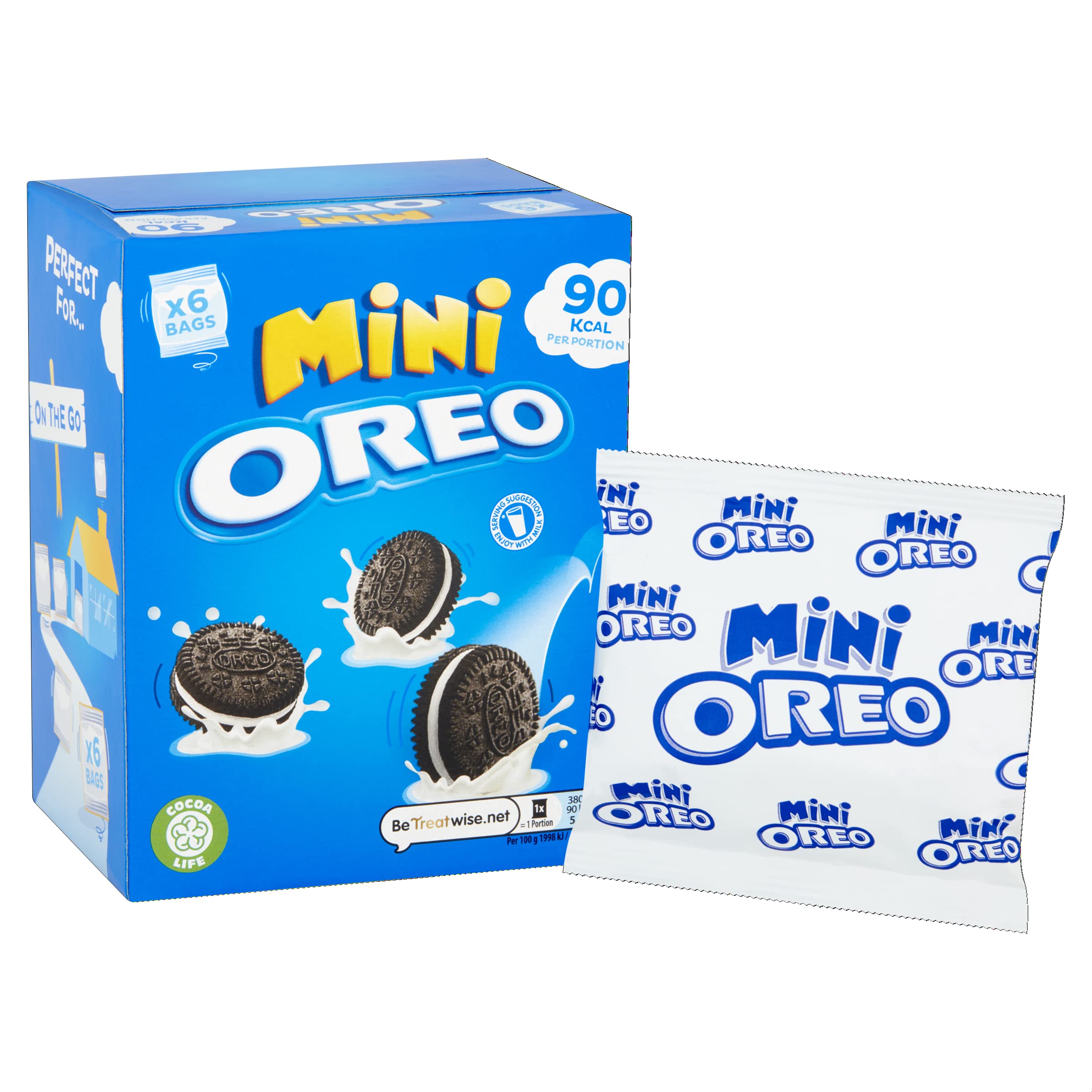Oreo Chocolate Sandwich Biscuit Mini Bags, Classic Cream-Filled Snacks, Pack of 6 6