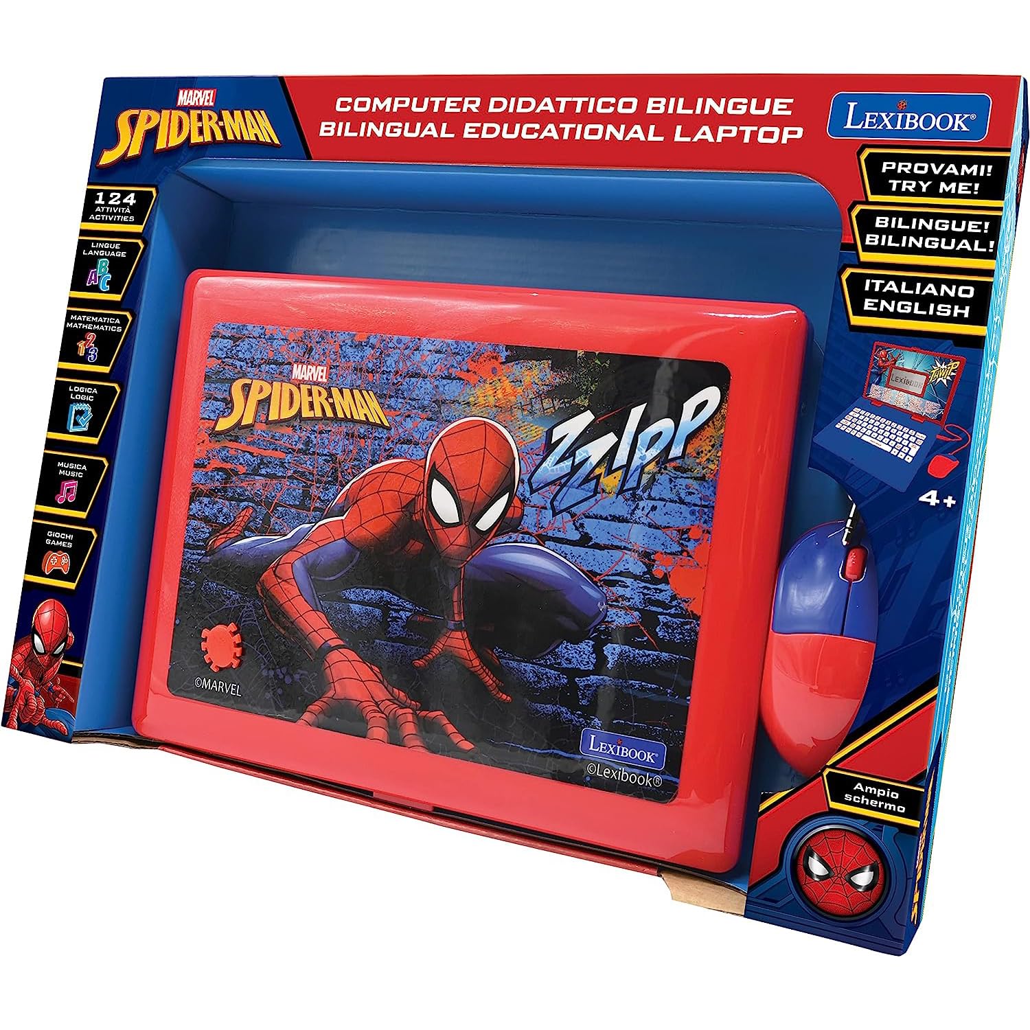 Lexibook Spider-Man Educational Bilingual Laptop - Italian/English Learning Toy with 124 Activities, Ages 3+ 6