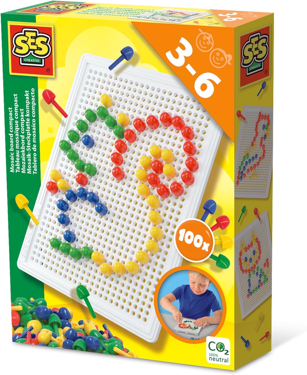 SES Creative 14046 Mosaic Board Compact - Reusable Arts & Crafts Set for Kids