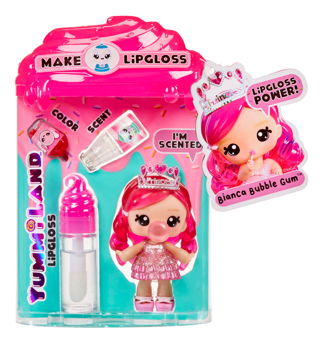 Yummiland Lipgloss Doll - Bianca Bubblegum - Scented DIY Lip Gloss Doll with Customizable Fashion & Accessories