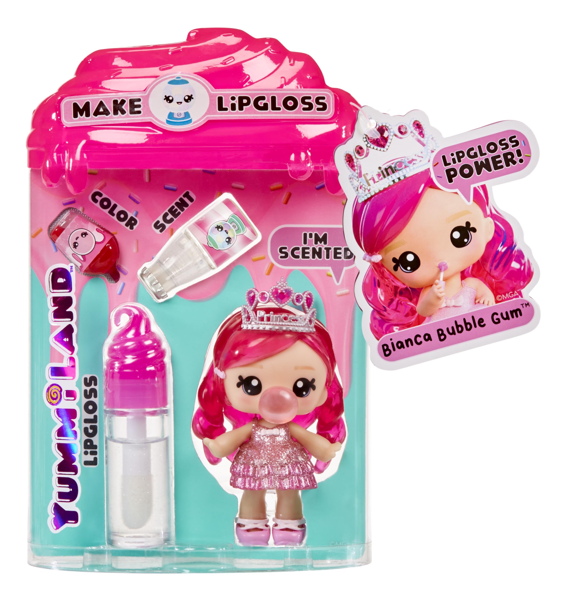 Yummiland Lipgloss Doll - Bianca Bubblegum - Scented DIY Lip Gloss Doll with Customizable Fashion & Accessories 5