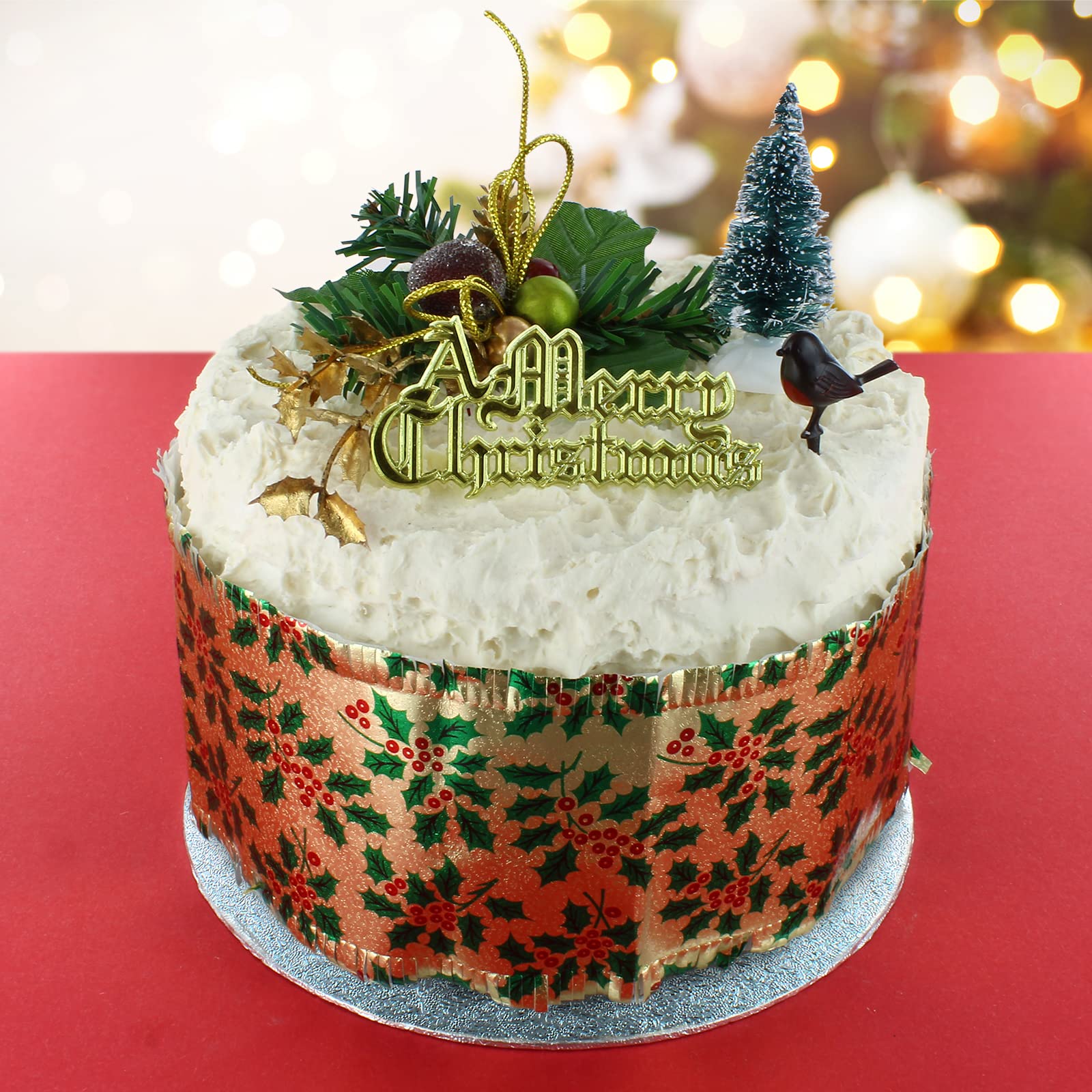 Culpitt Classic Gold Christmas Cake Decoration Kit - 5-Piece Reusable Cake Toppers Set 9