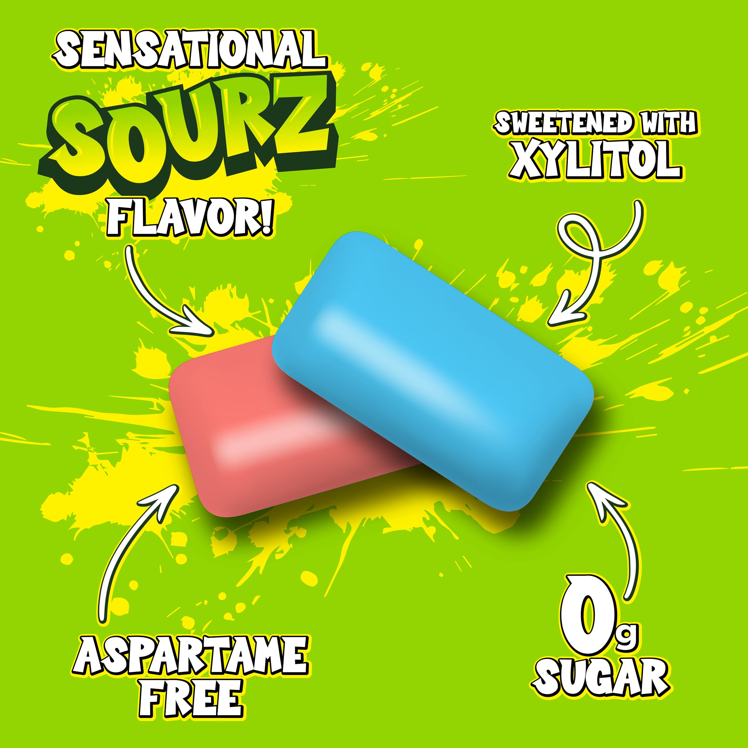 PUR Gum JUMBO SOURZ - Aspartame Free, Xylitol Sweetened, Fruit Flavor Chewing Gum | 20 Count 4