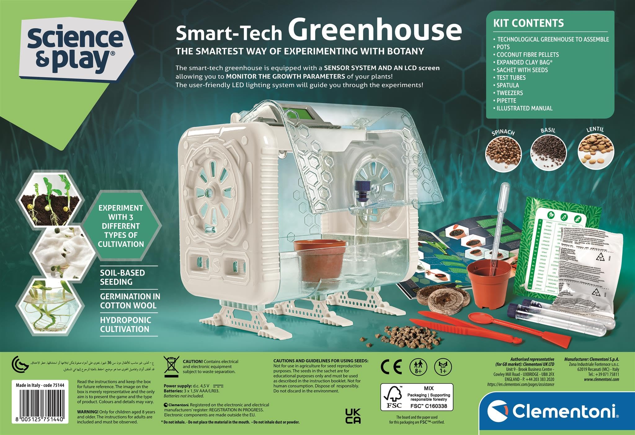 Clementoni Smart-Tech Greenhouse – Interactive STEM Plant Science Kit for Kids 8+