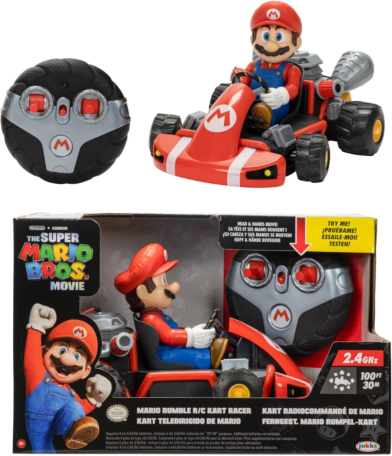 Super Mario Bros. Movie R/C Car - 2.4GHz Remote Control Vehicle with Moving Head & Hands
