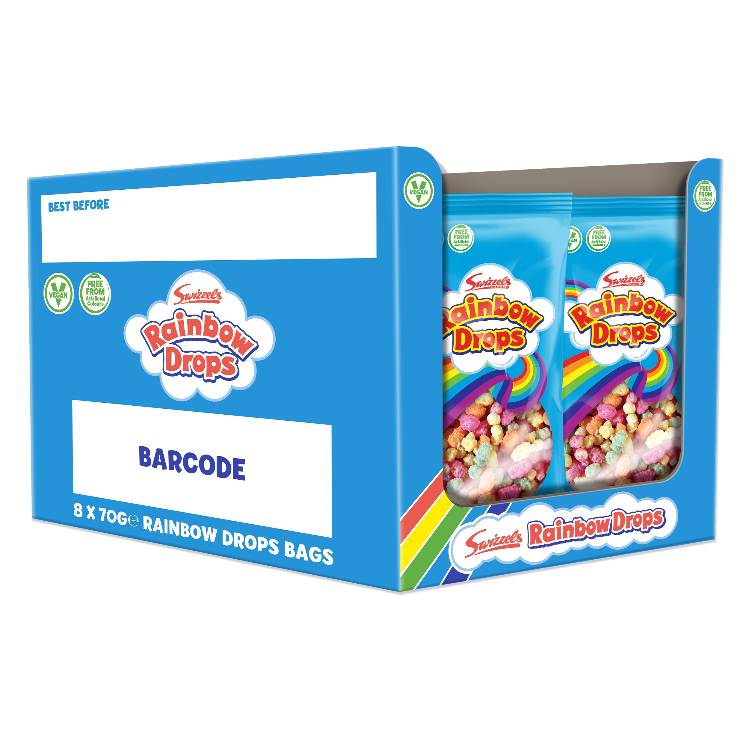 Swizzels Giant Rainbow Drops Multipack - 24 Bags of Vegan-Friendly, Artificial Colour-Free Sweet Snacks