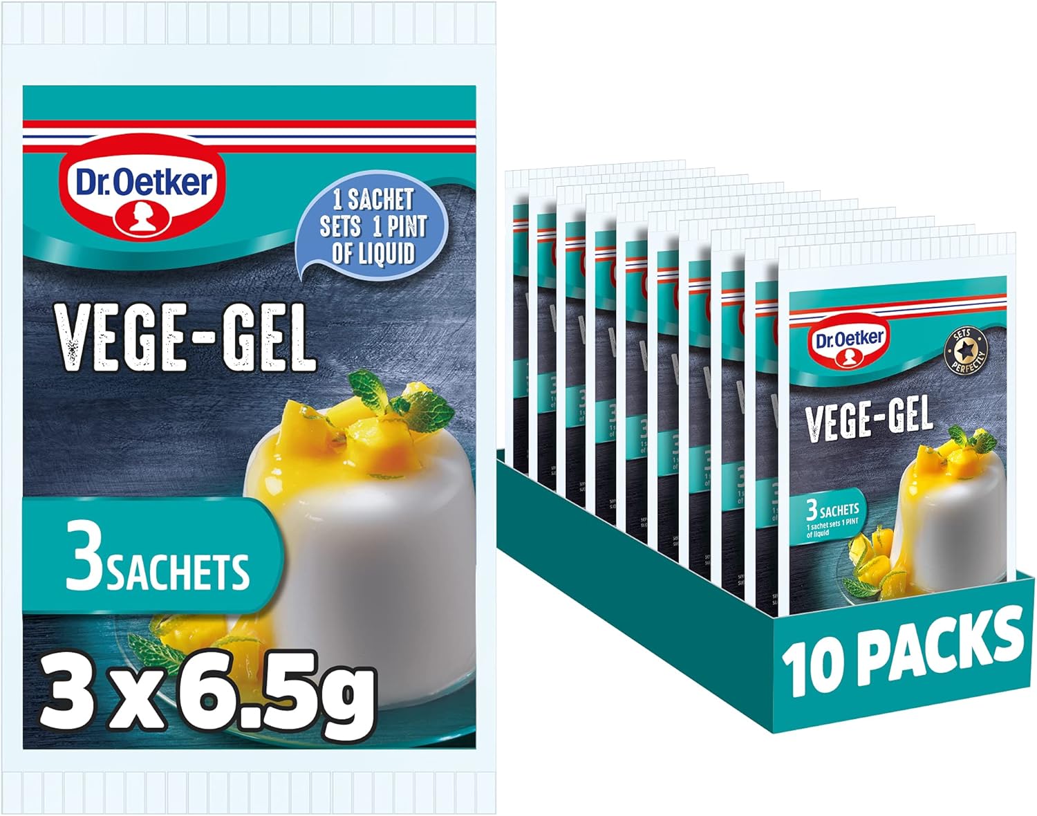 Dr. Oetker Vege-Gel Sachet - Vegan & Vegetarian Gelatine Substitute for Jellies, Mousses, Cheesecakes