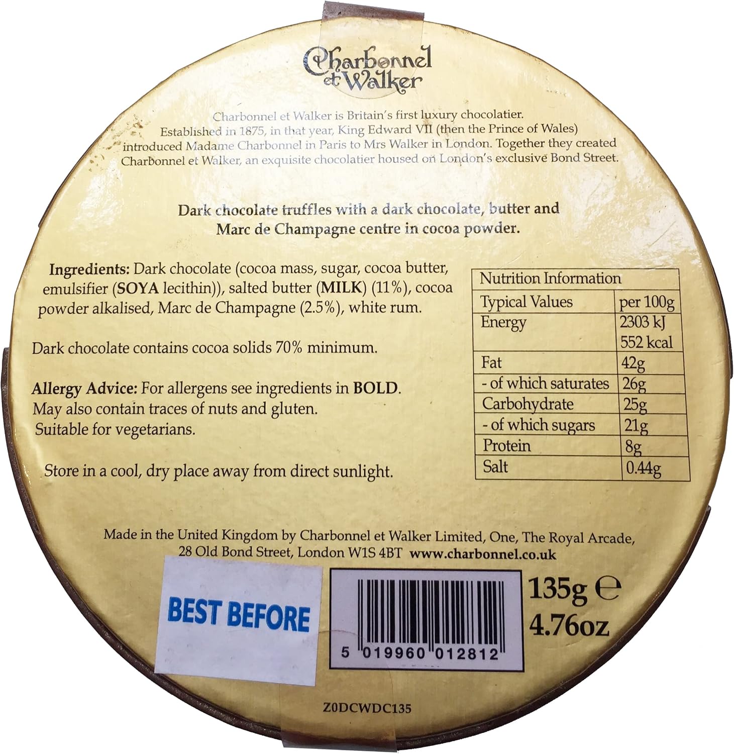 Charbonnel et Walker Dark Marc de Champagne Truffles, 135g 5