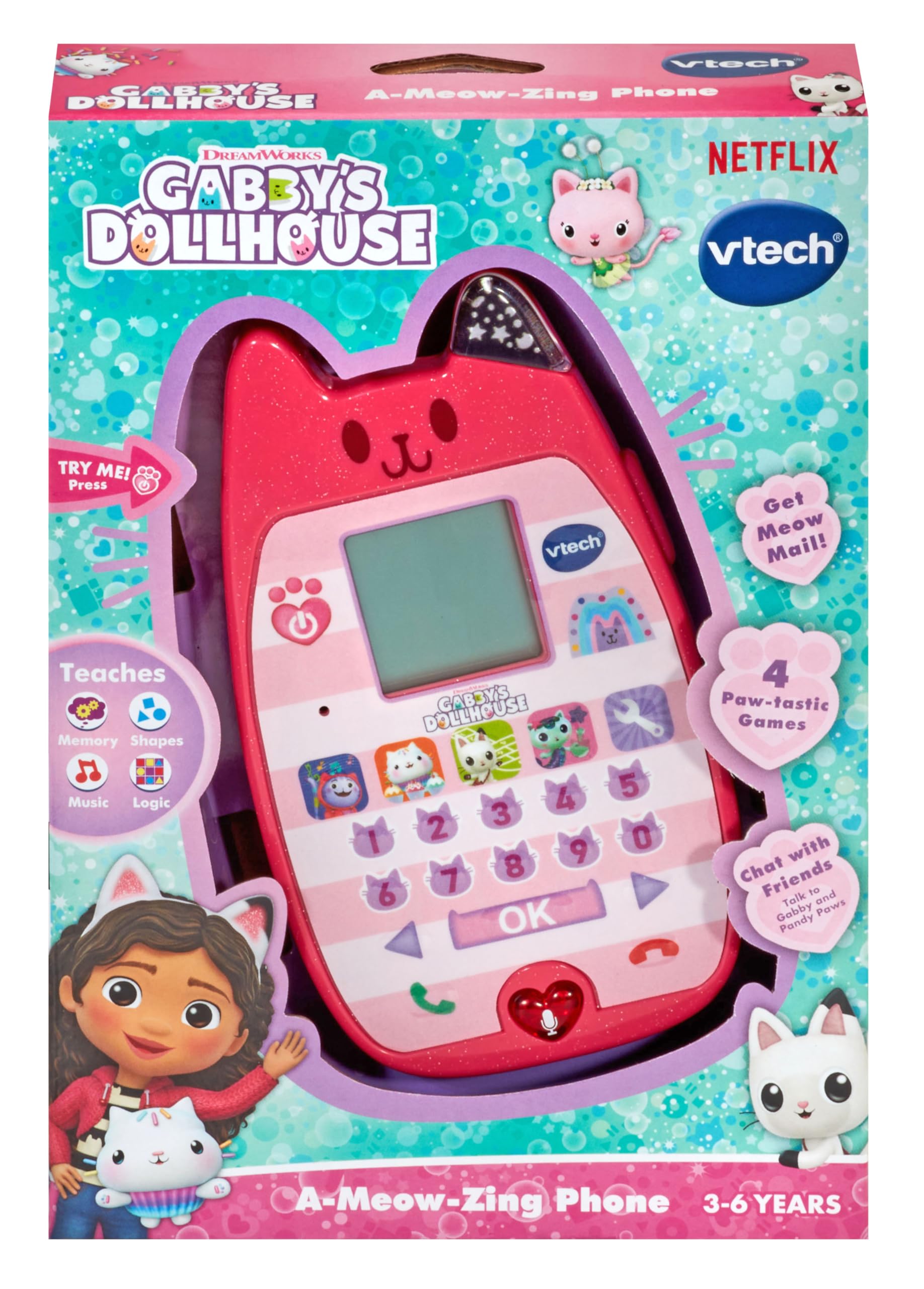 VTech Gabby's Dollhouse A Meow-Zing Phone - Interactive Educational Toy for Ages 3-6 3